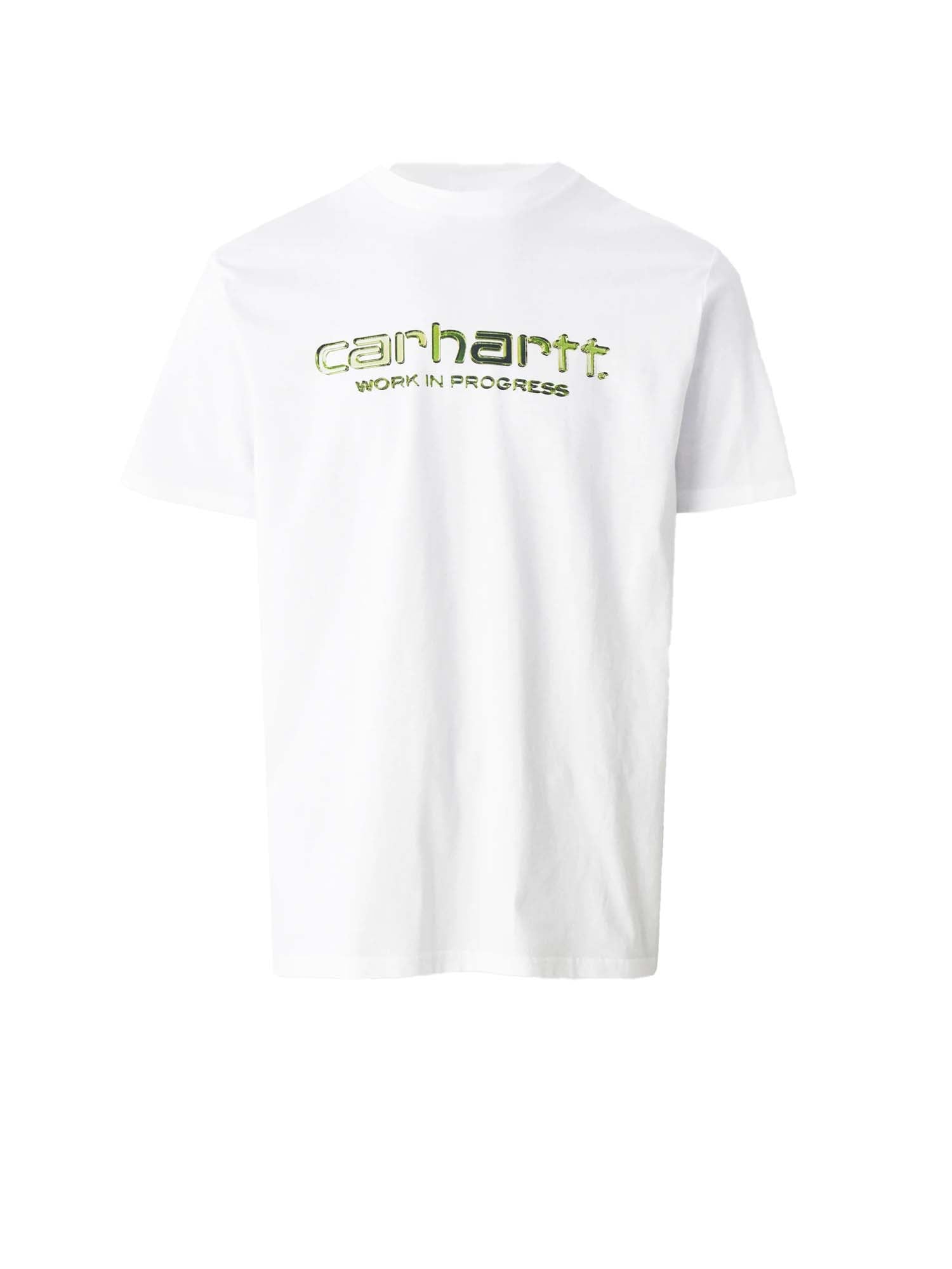 Carhartt Wip T-Shirt S/S Solar Chrome Script Bianco