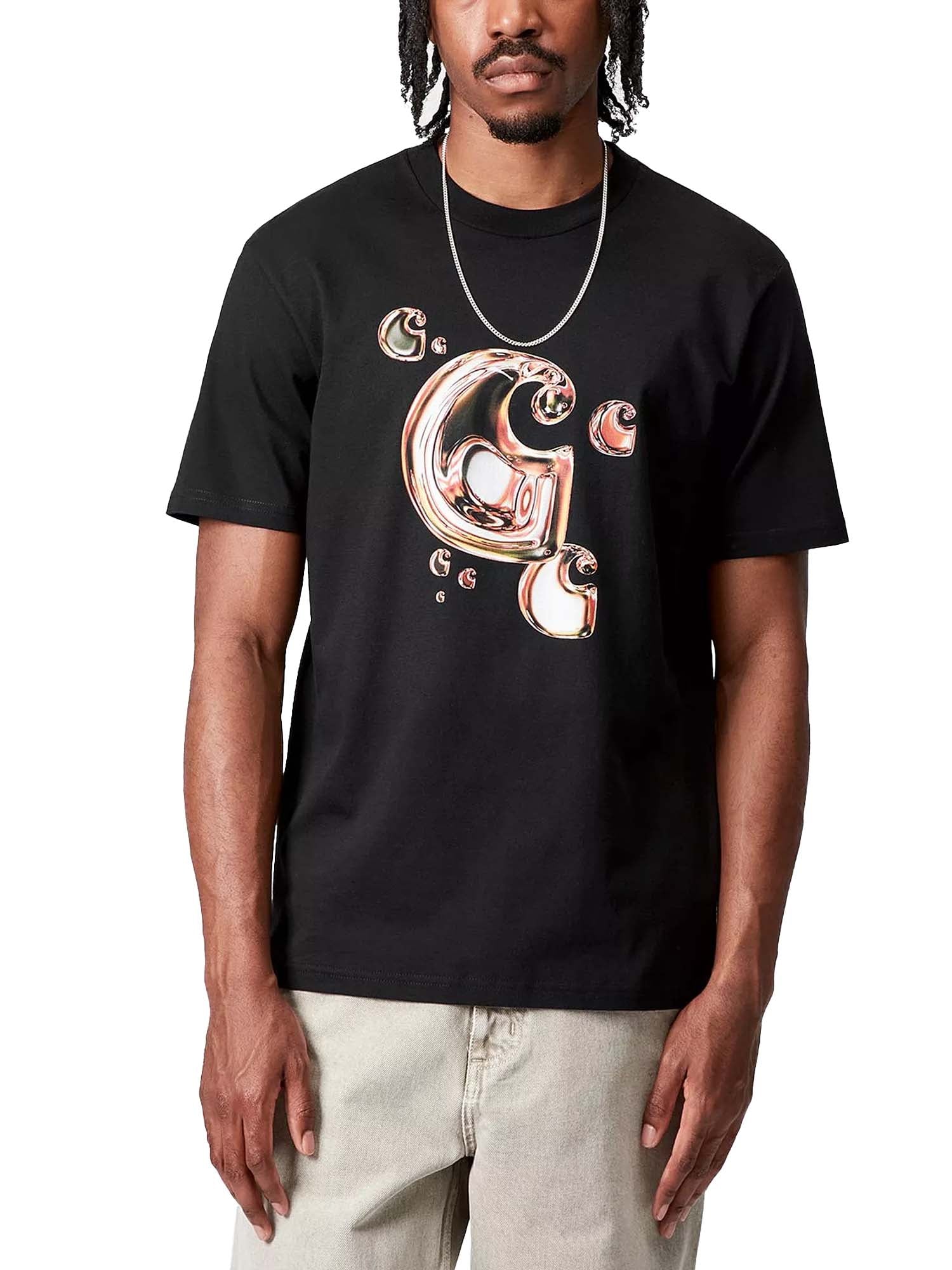 Carhartt Wip S/S Solar Chrome C-Logo T-Shirt Nero