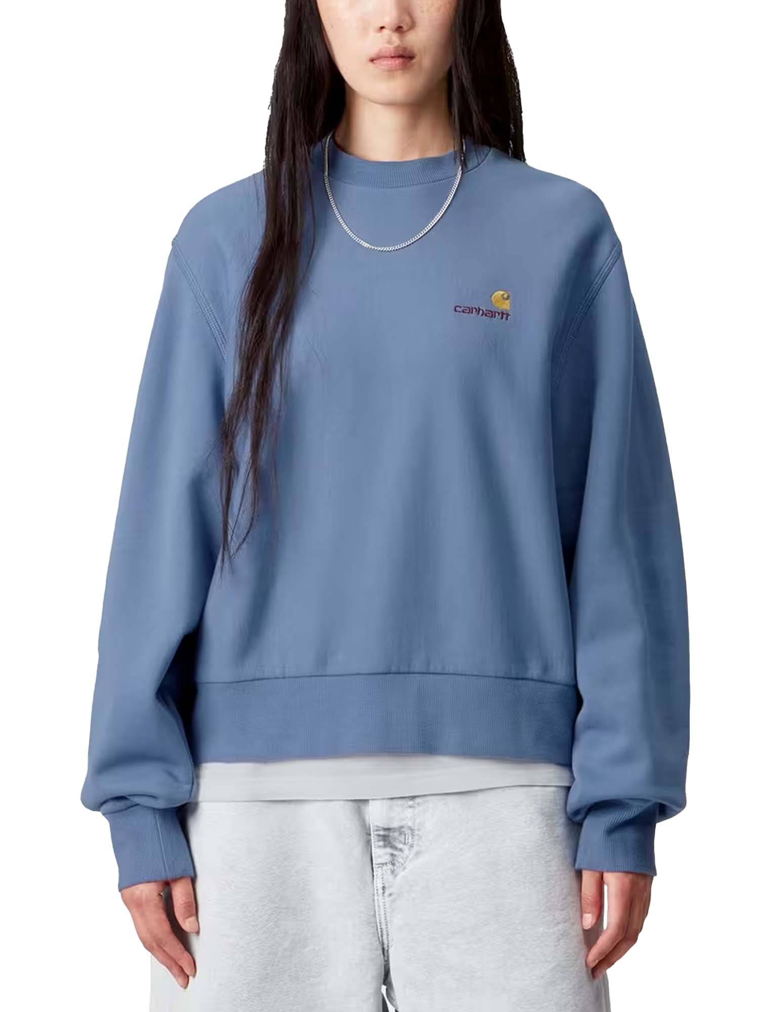 Carhartt Wip W' American Script Sweatshirt Azzurro