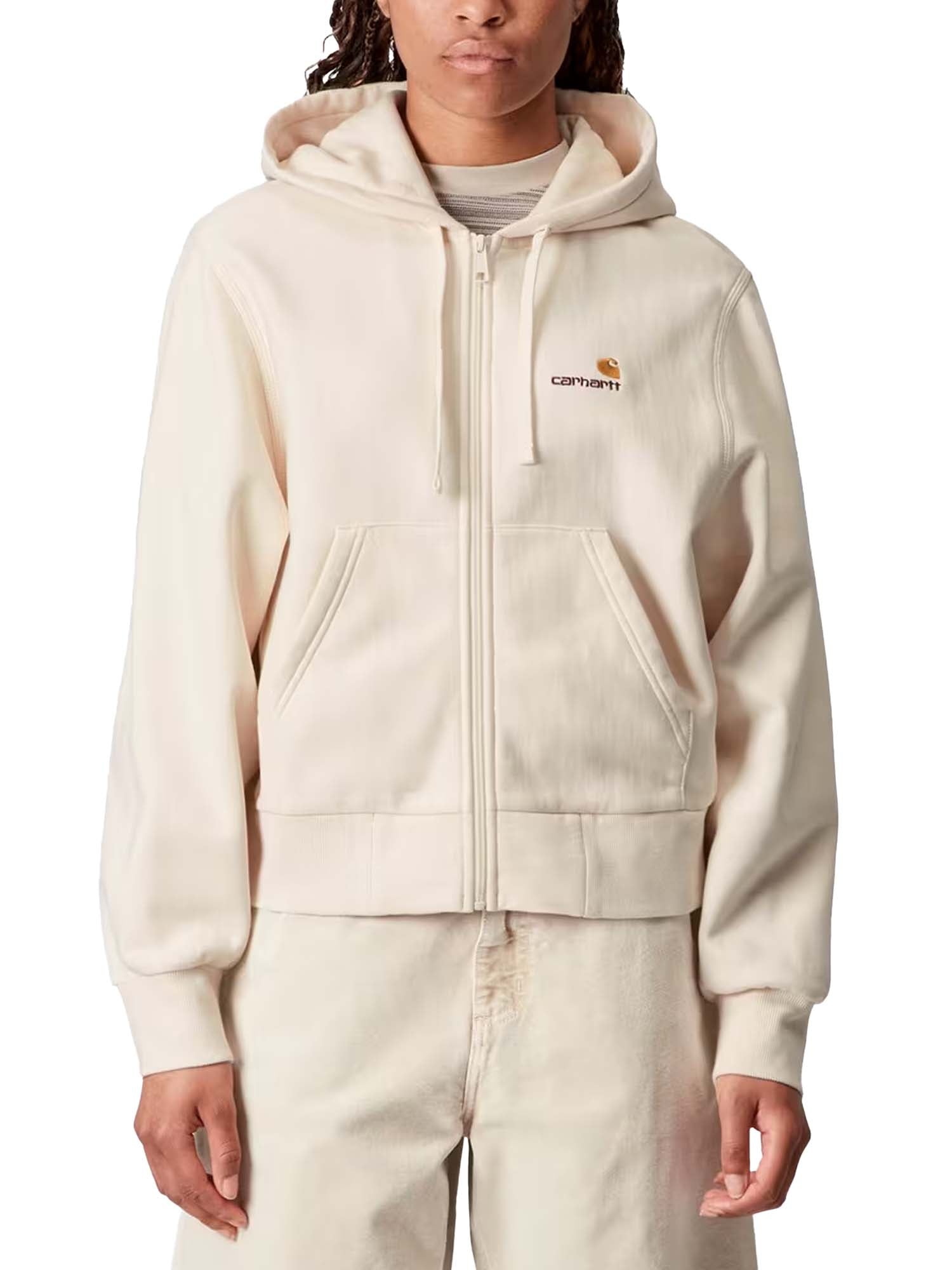 Carhartt Wip W' Hooded American Script Jacket Bianco