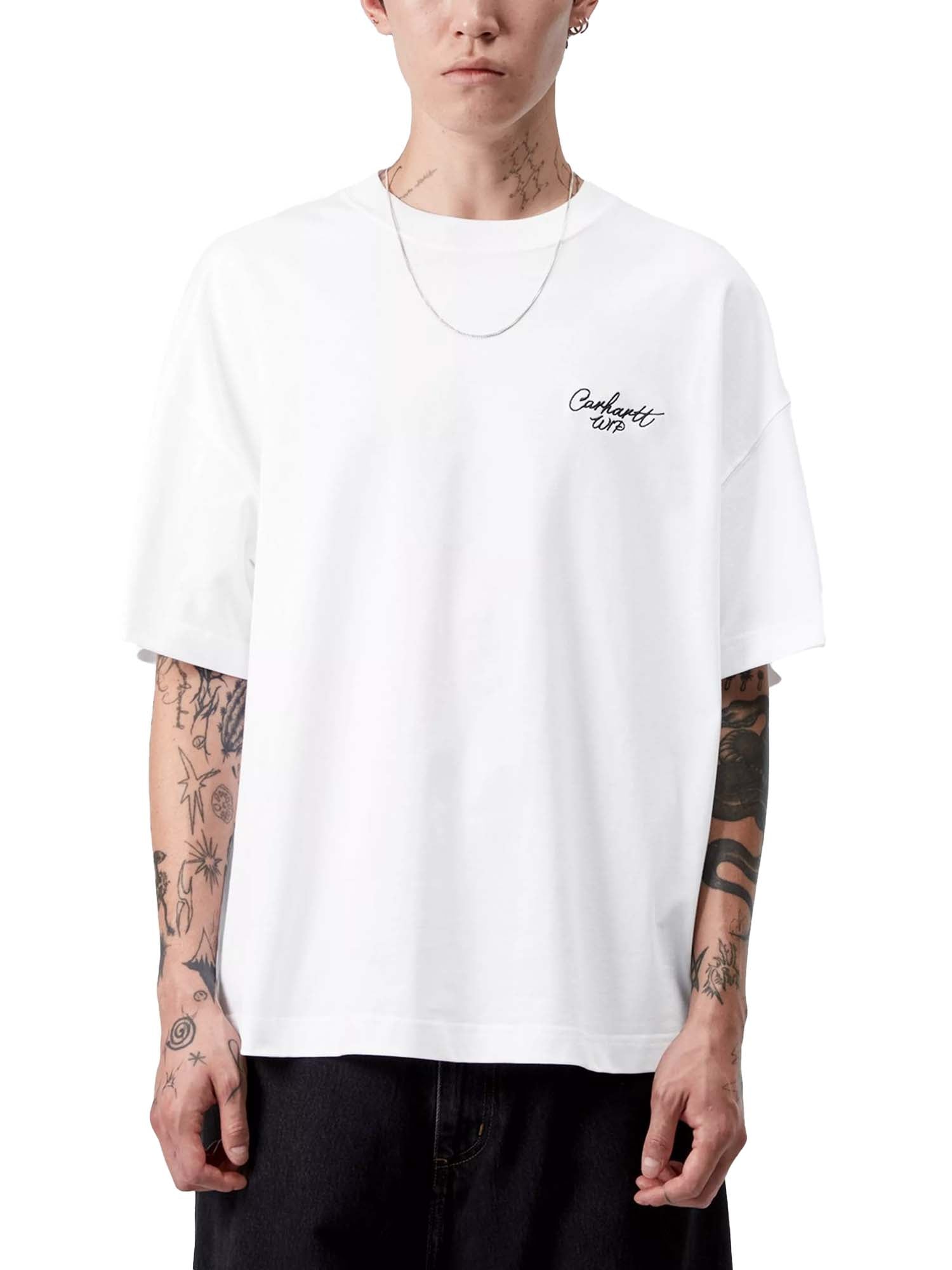 Carhartt Wip S/S Signature Script T-Shirt Bianco