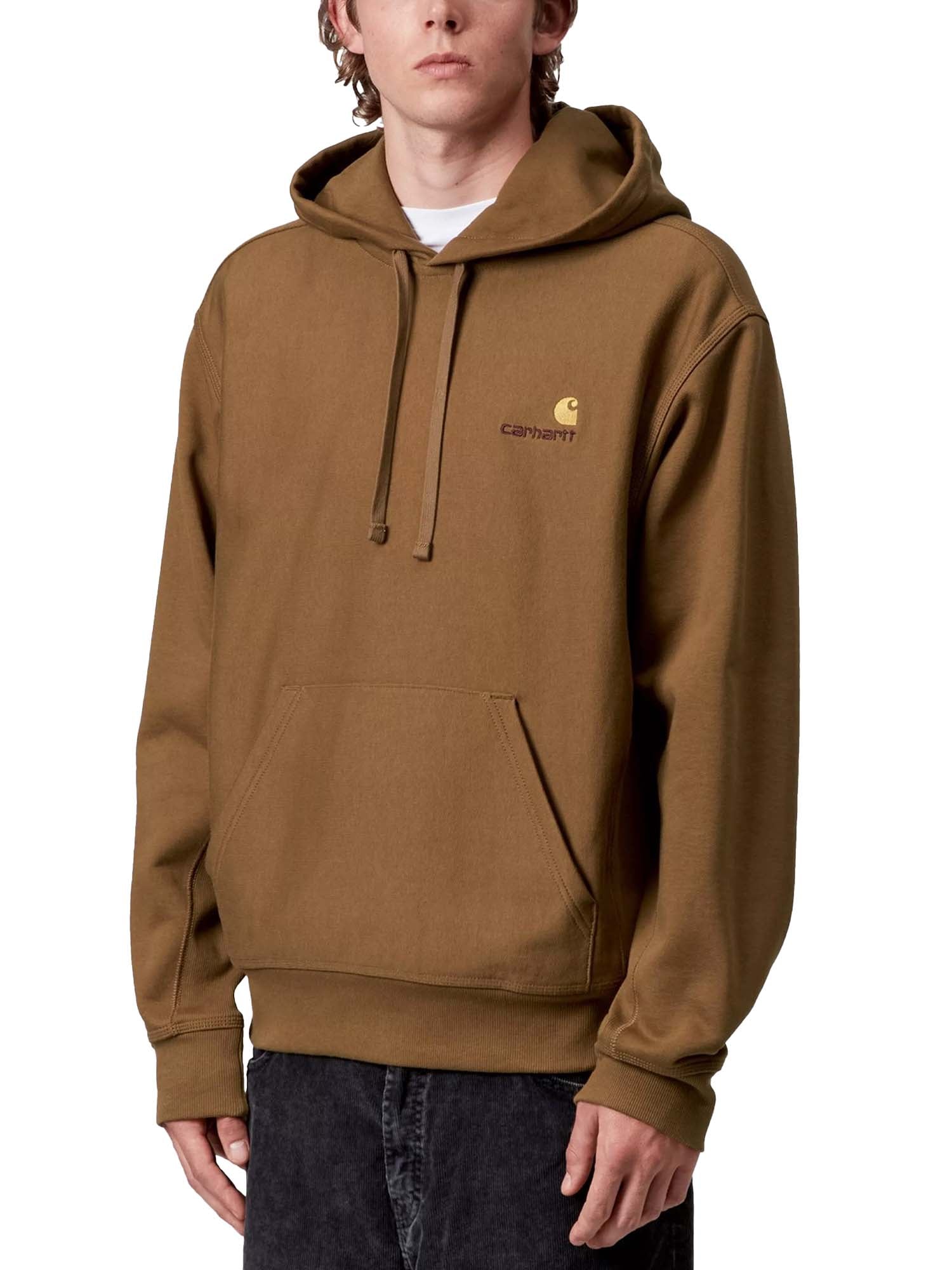 Carhartt Wip Hooded American Script Sweatshirt Marrone