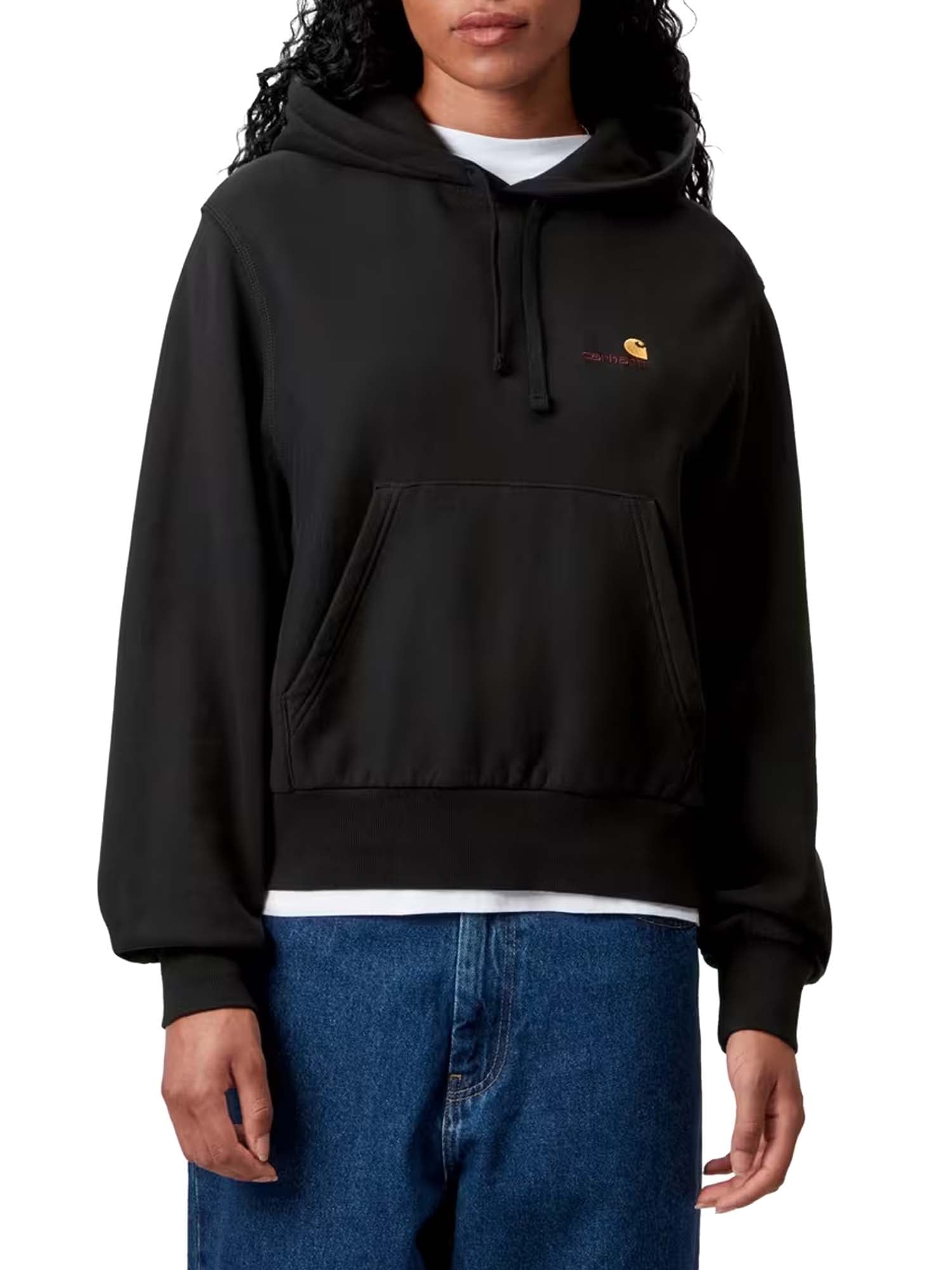 Carhartt Wip W' Hooded American Script Sweatshirt Nero