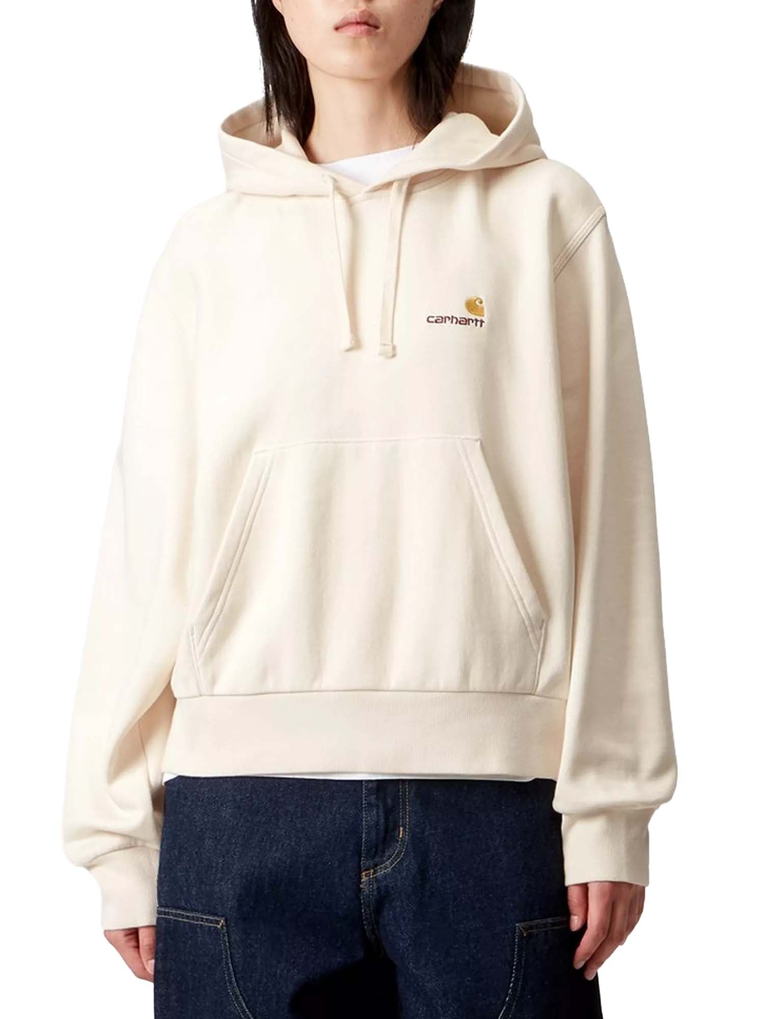 Carhartt Wip W' Hooded American Script Sweatshirt Bianco