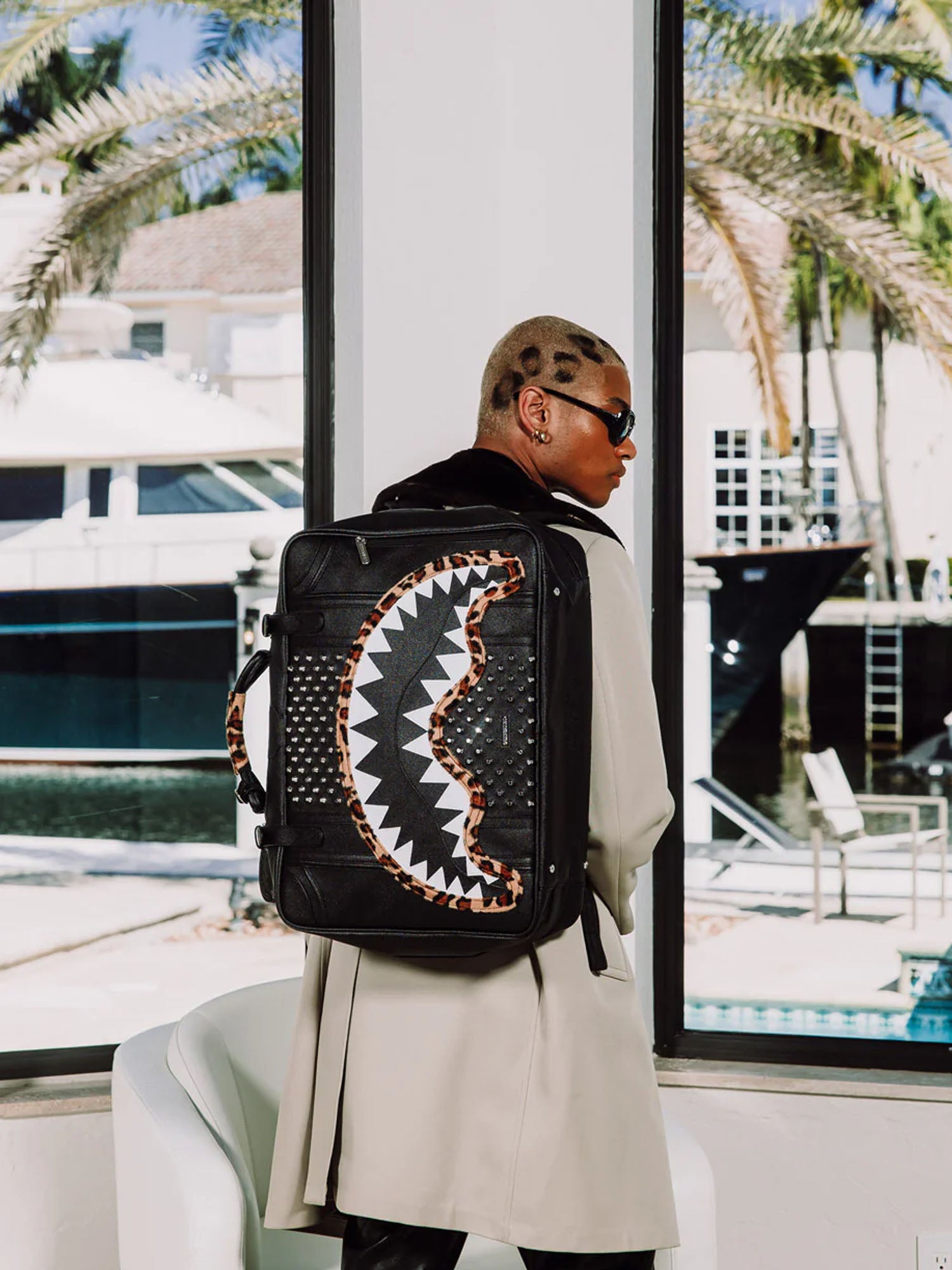 Sprayground Cheetah Punk Handled Carry on Convertible Backpack Multicolore