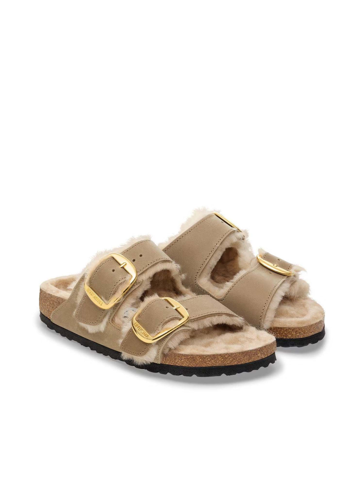 Birkenstock Arizona Big Buckle Shearling (Pelliccia/Pelle oliata) Marrone