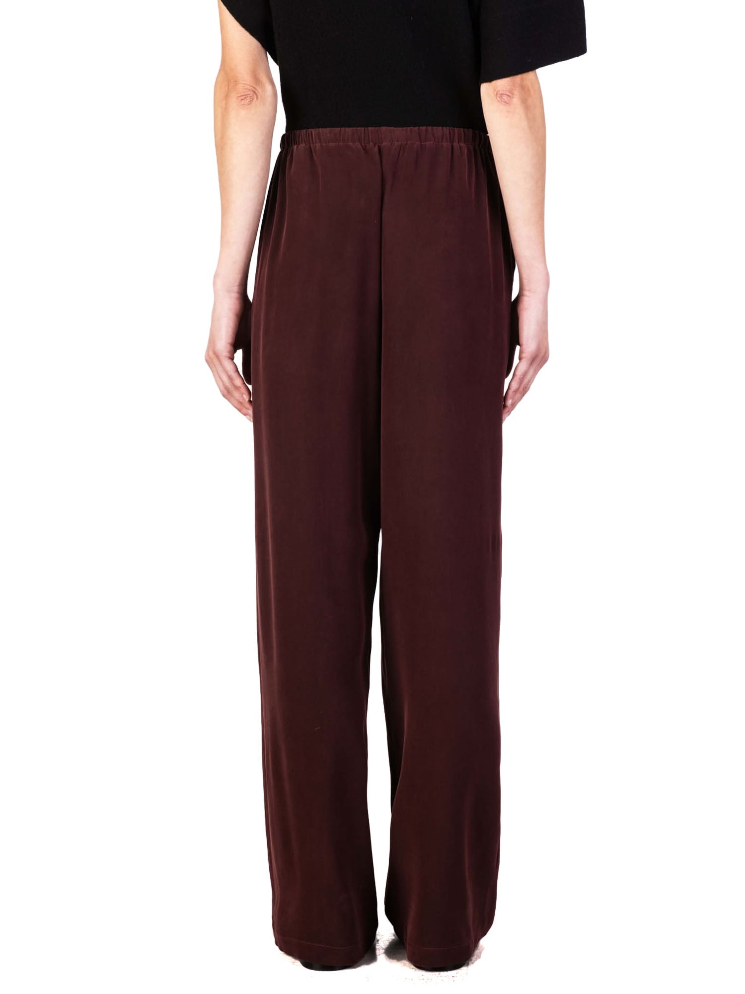 Alysi Pantalone Crepe De Chine Marrone