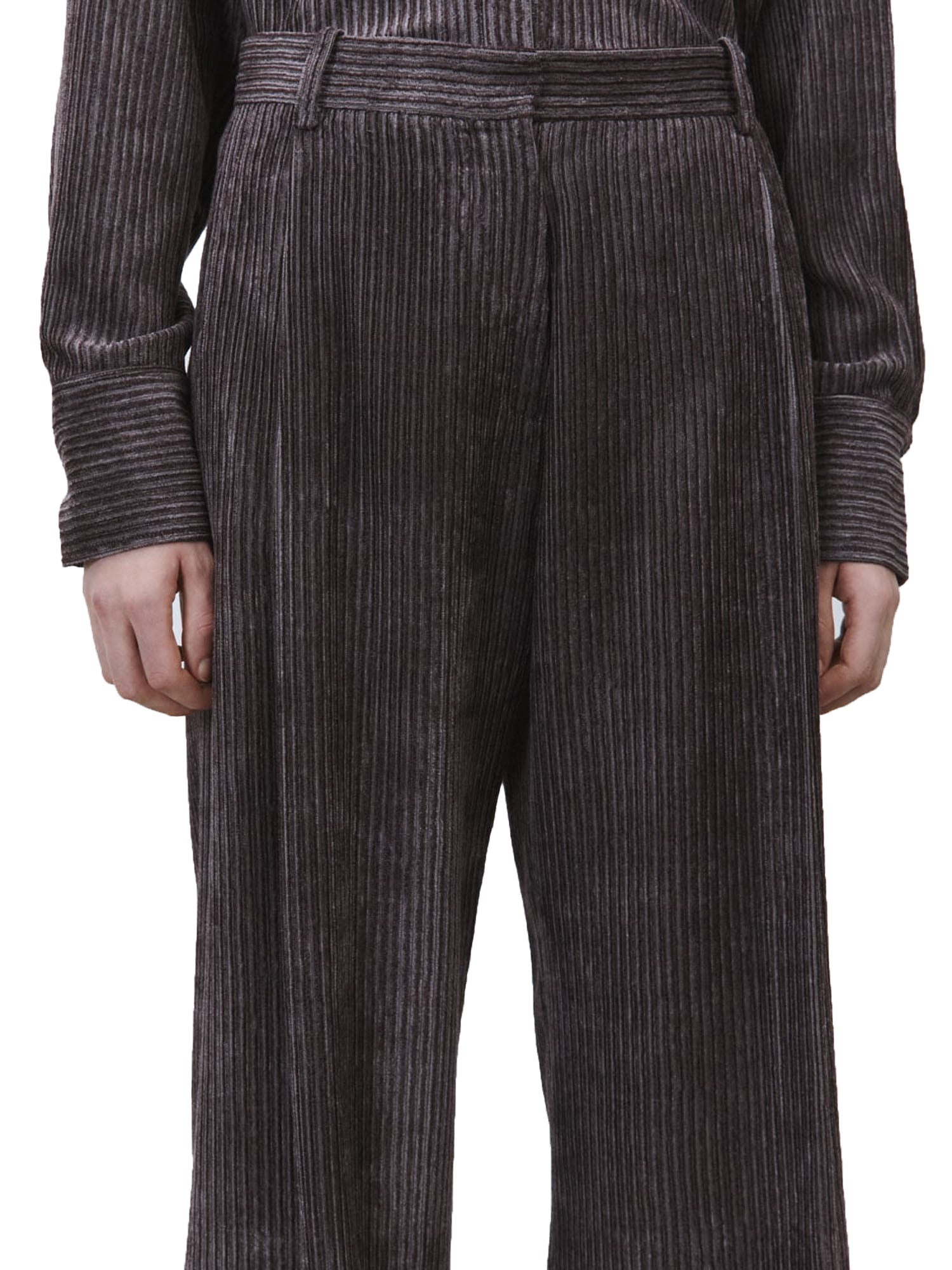 Alysi Pantalone Velvet Stripes Grigio