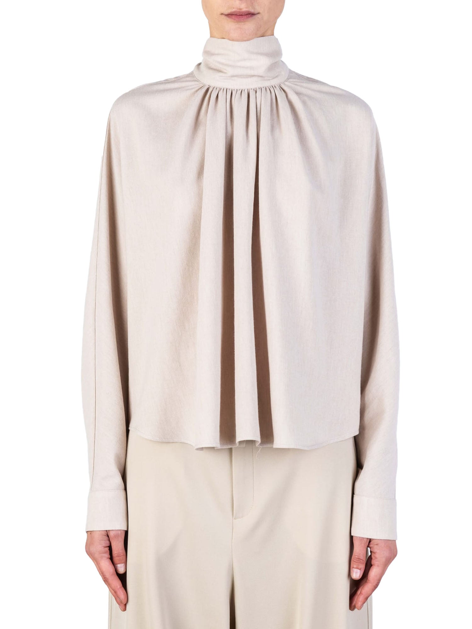 Alysi Blusa Light Flan Collo Foulard Beige
