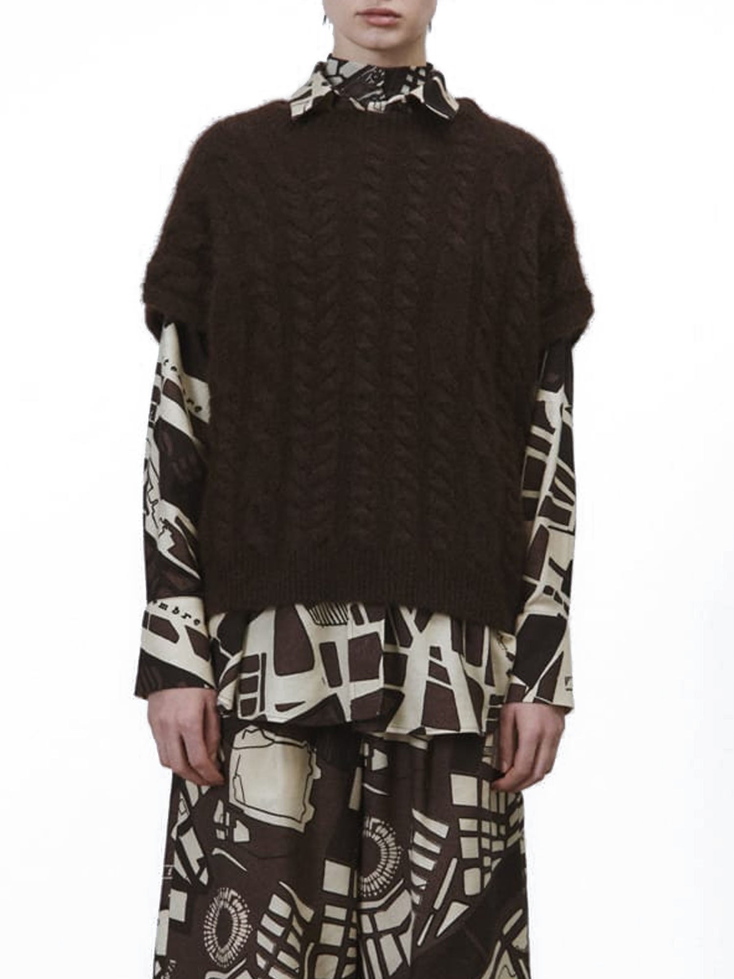 Alysi Maglia Super Mohair Gilet Marrone