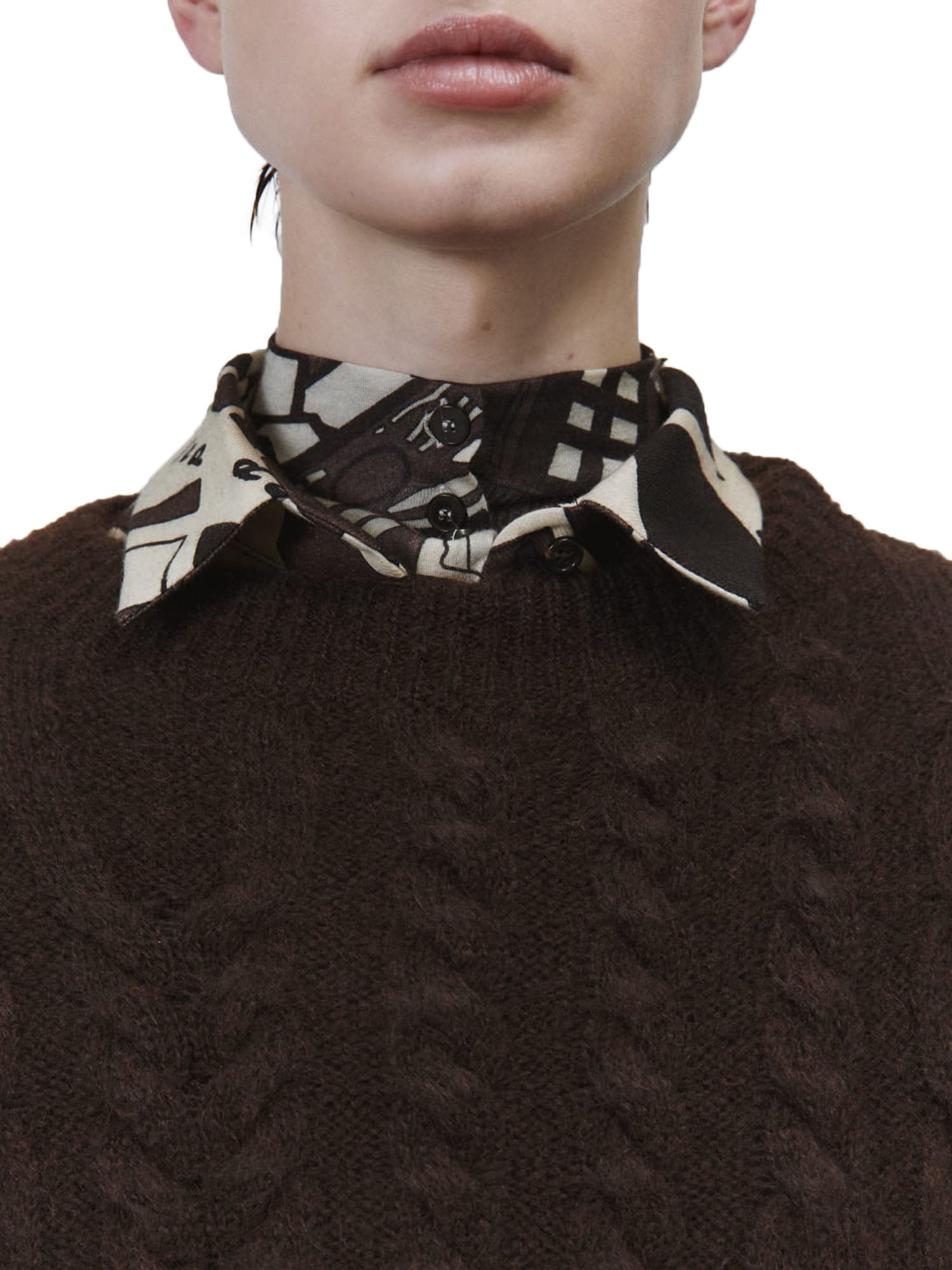 Alysi Maglia Super Mohair Gilet Marrone