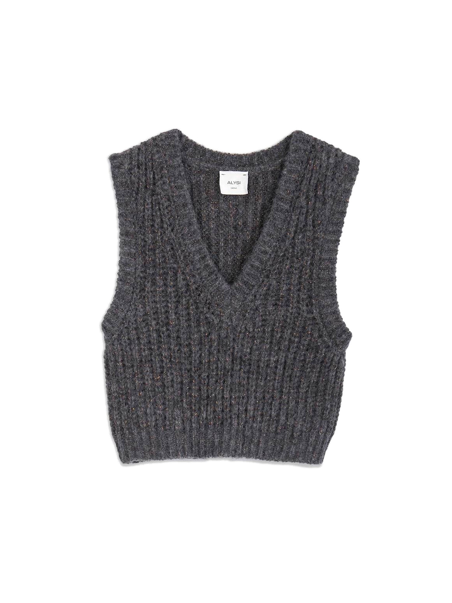 Alysi Maglia Shiny Tricot Gilet Grigio