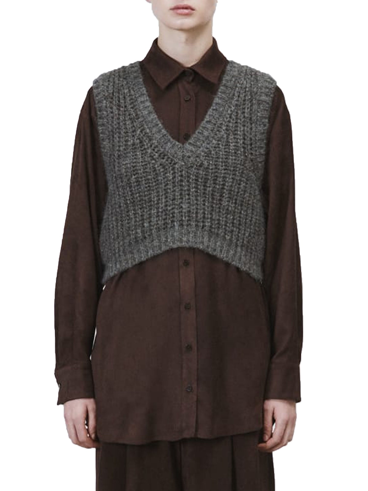 Alysi Maglia Shiny Tricot Gilet Grigio