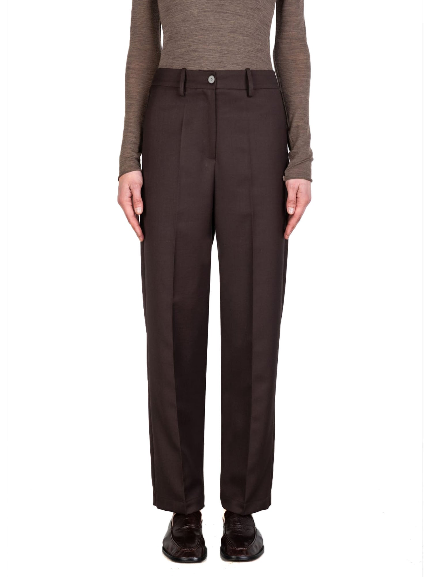 Alysi Pantalone Poly Wool Marrone
