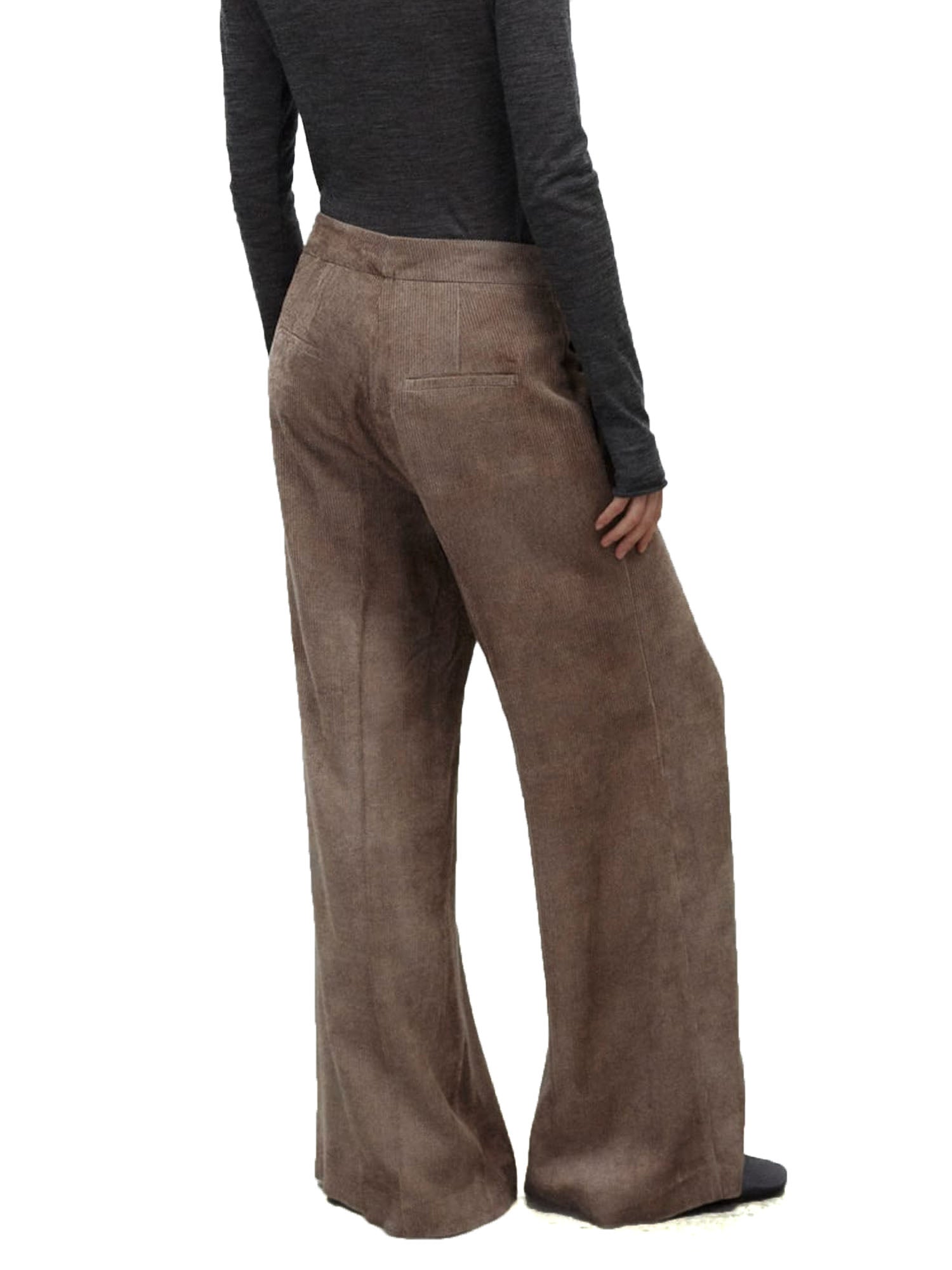 Alysi Pantalone Velluto Fondo Ampio Marrone