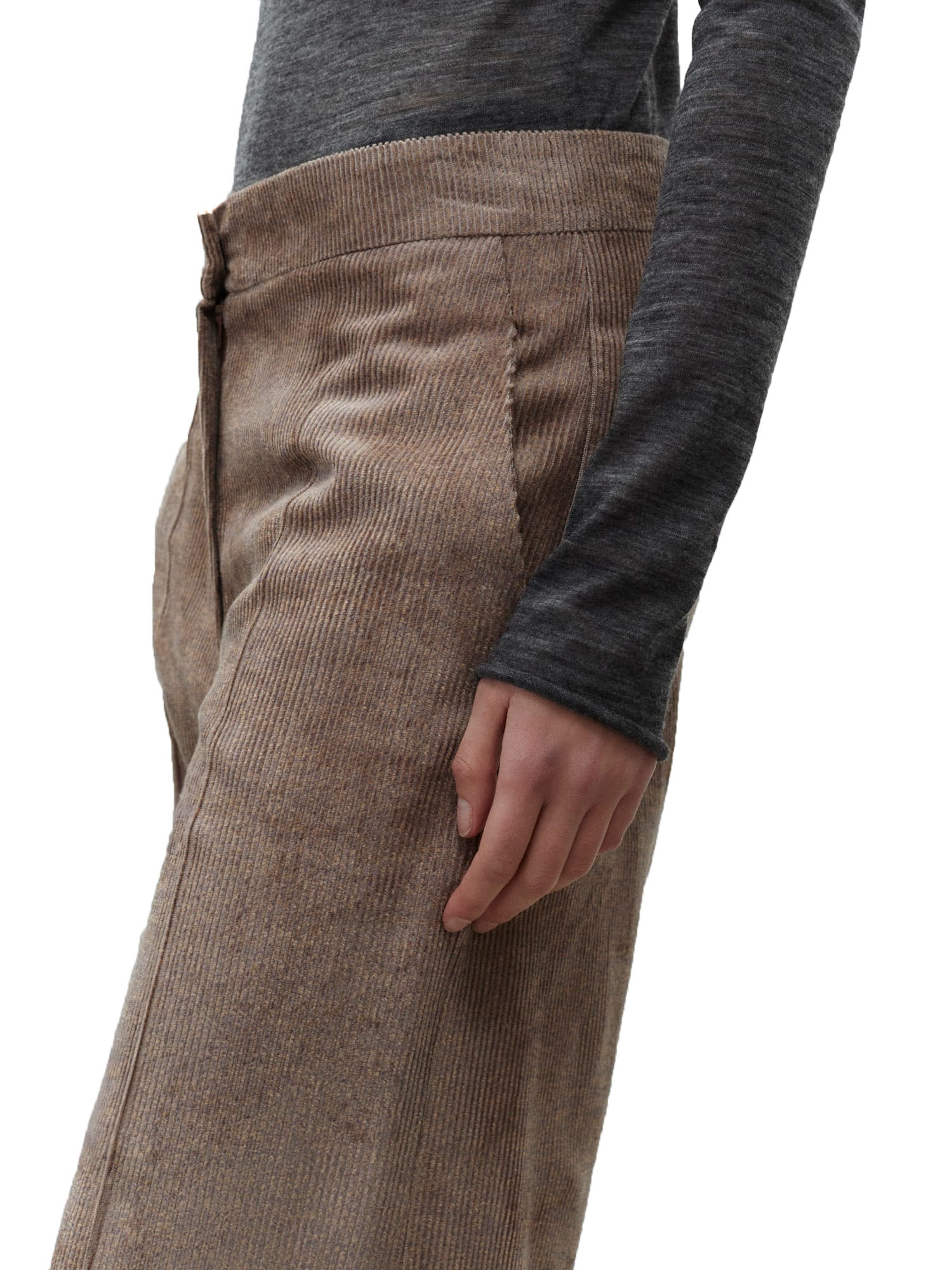 Alysi Pantalone Velluto Fondo Ampio Marrone