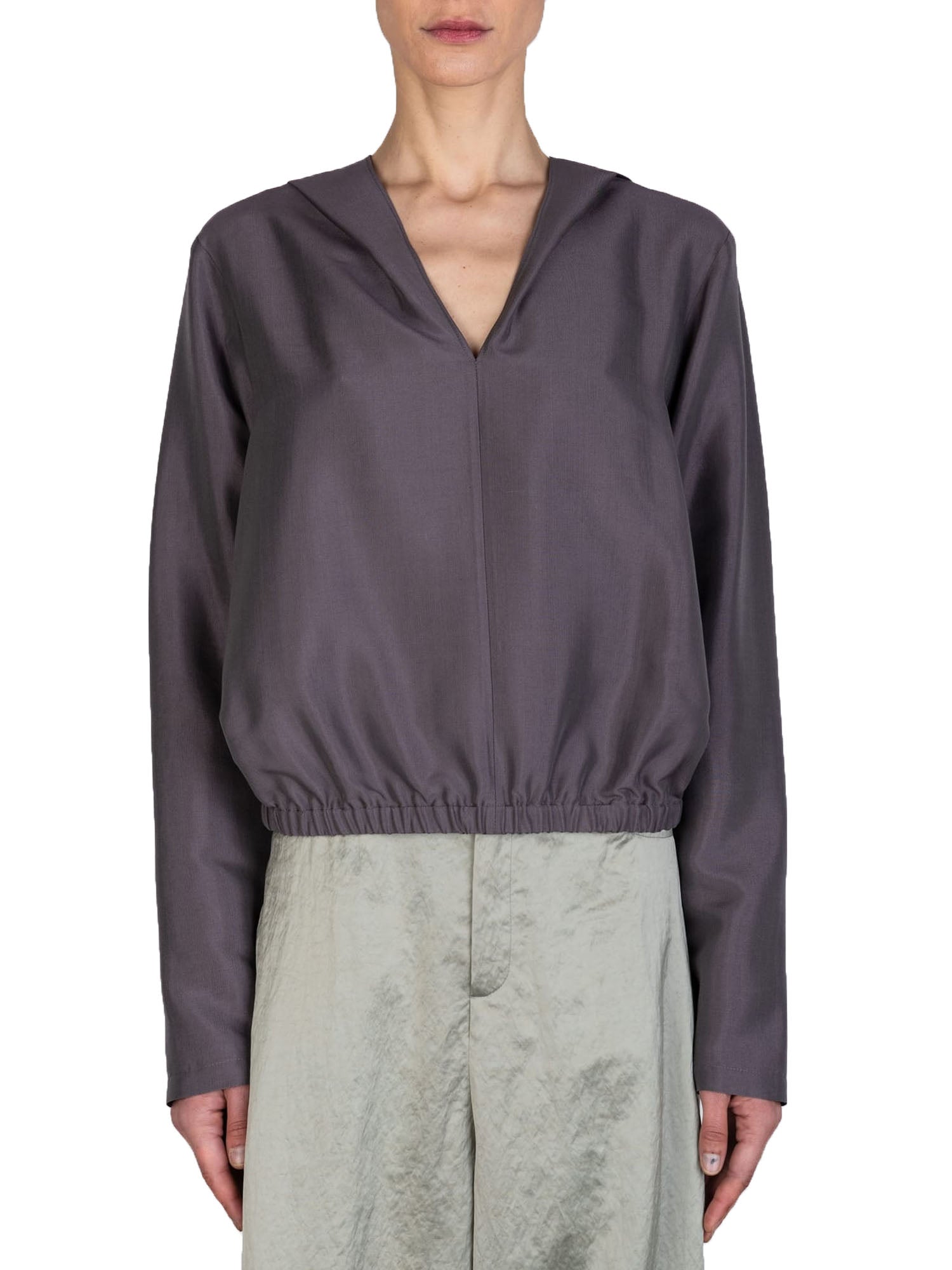 Alysi Blusa Crinkle Silk Grigio