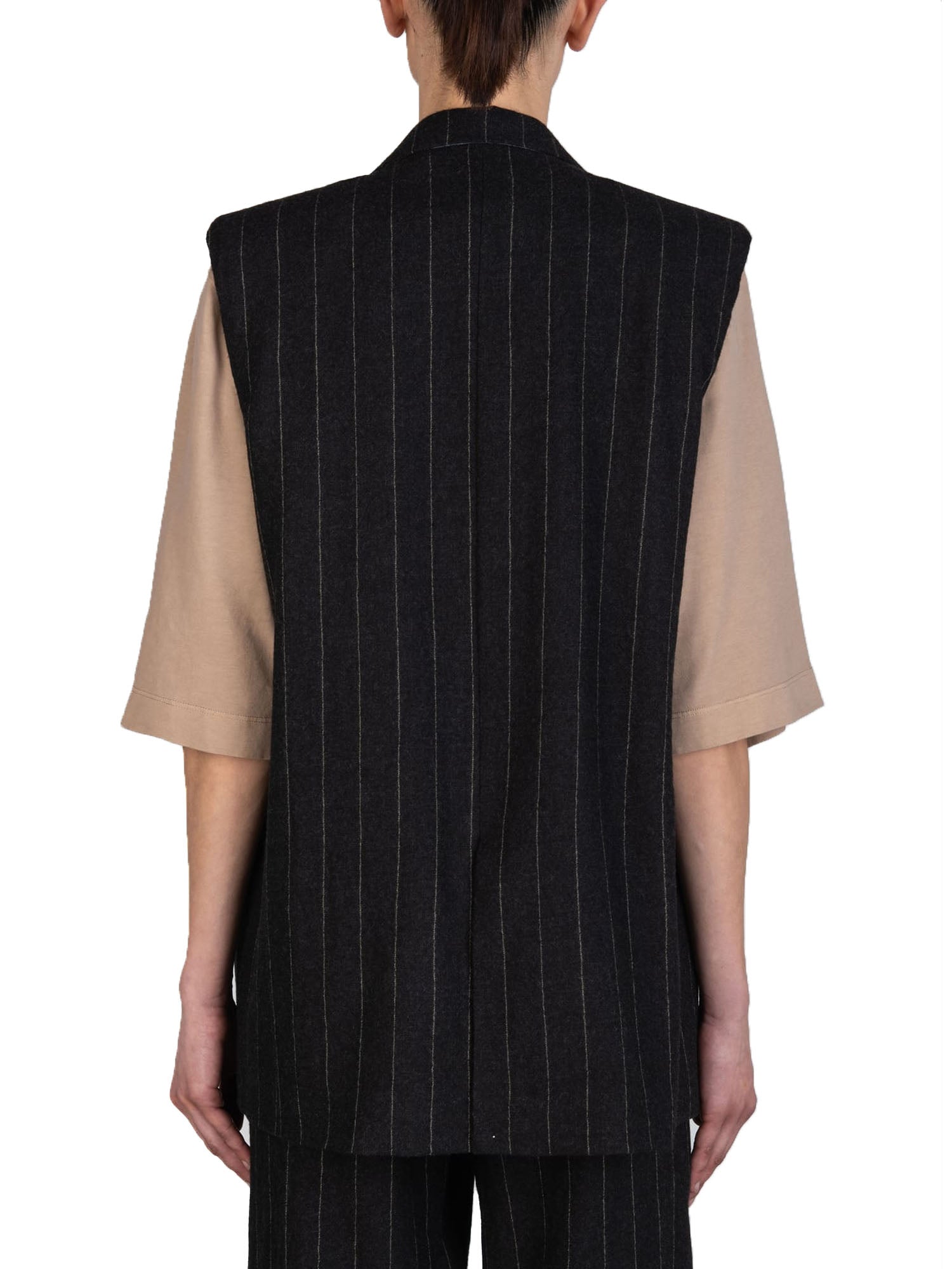 Alysi Gilet Striped Wool Nero