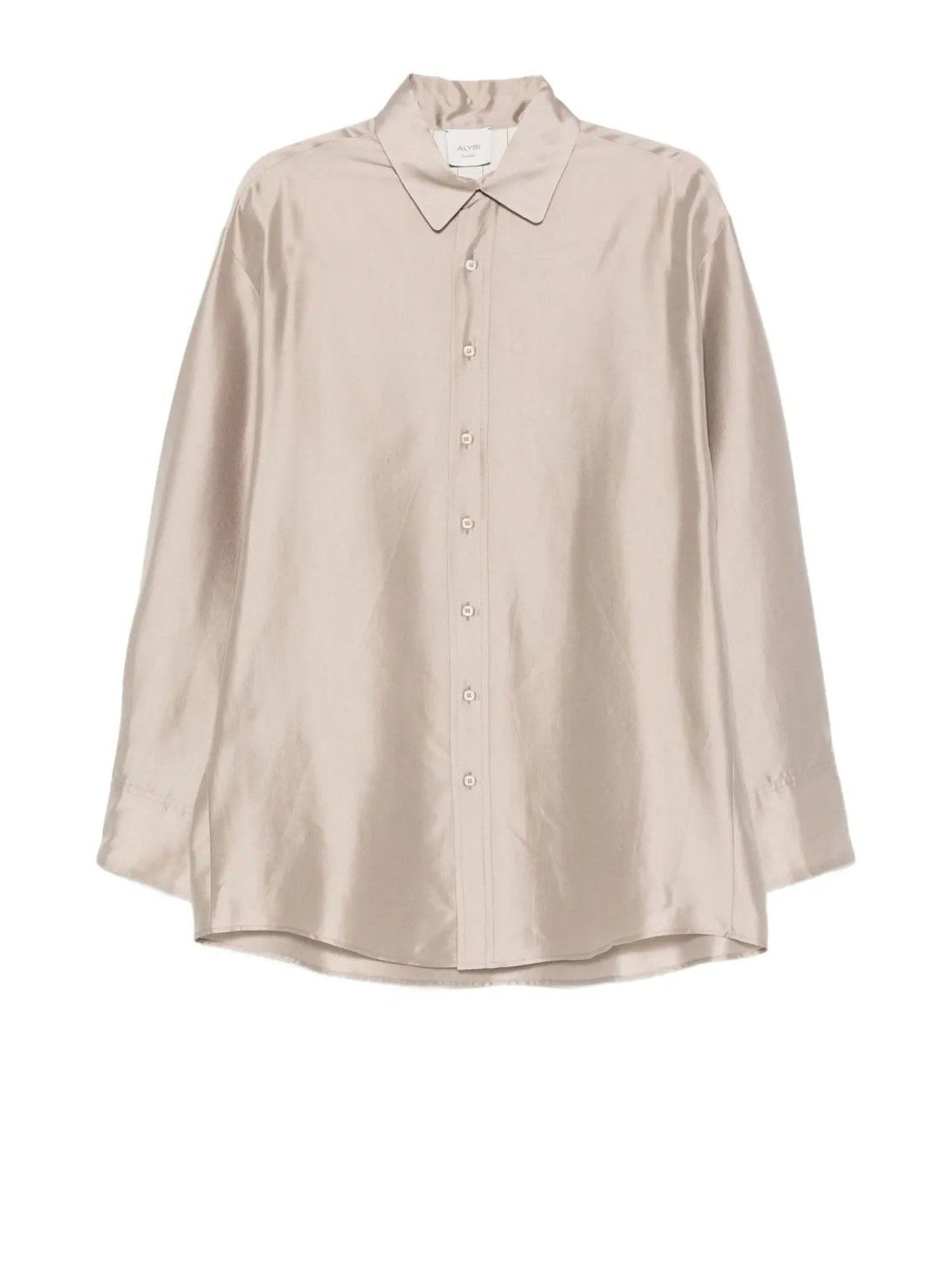 Alysi Camicia Crinkle Seta Donna Beige