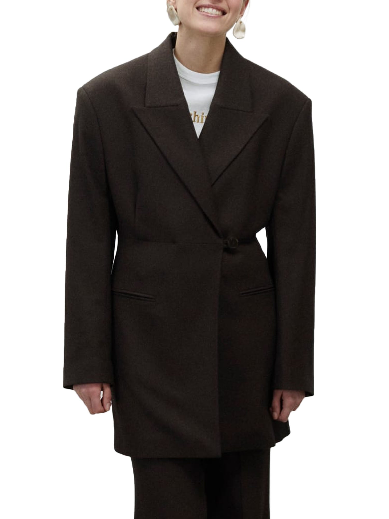 Alysi Giacca Flanella Garzata Donna Marrone