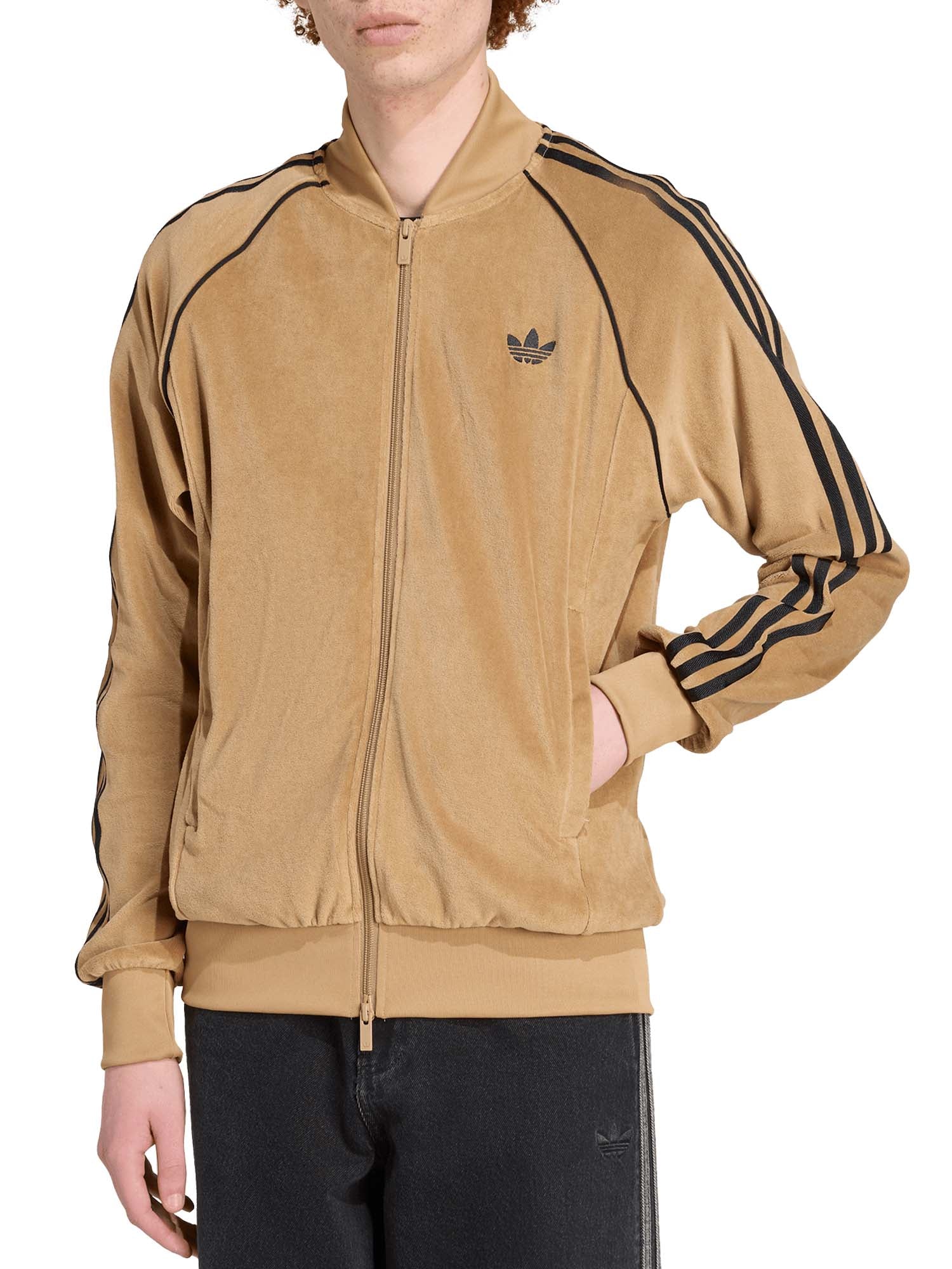 Adidas Giacca da allenamento SST Adicolor in velour Beige