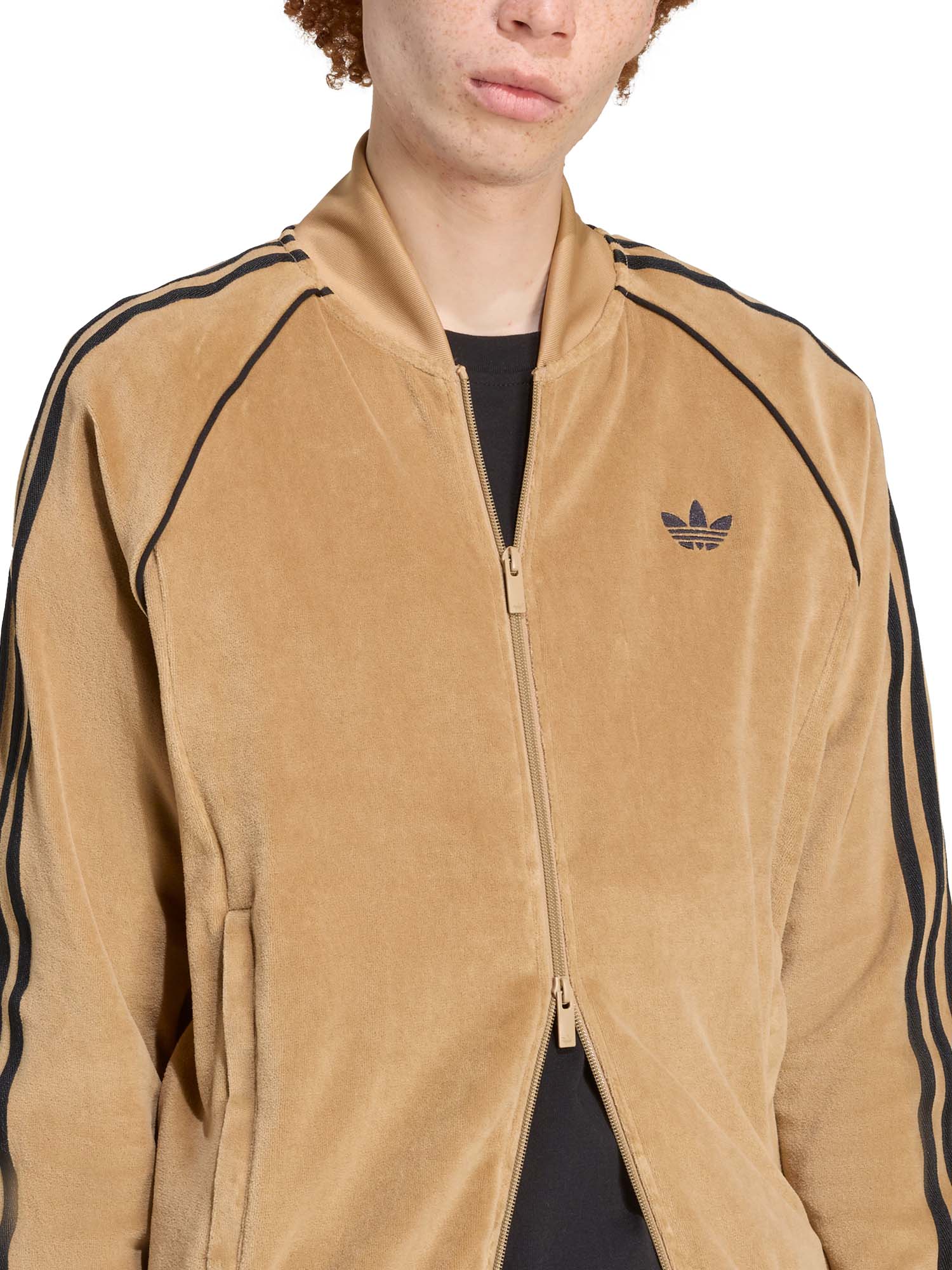 Adidas Giacca da allenamento SST Adicolor in velour Beige