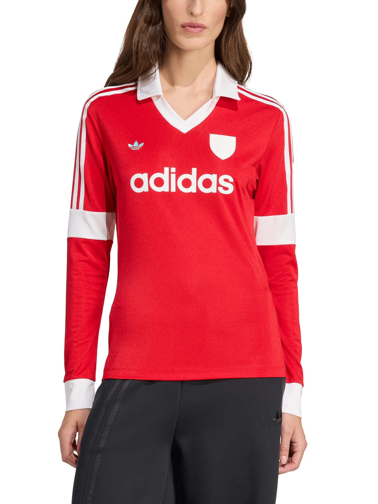 Adidas Maglia a maniche lunghe con grafica ispirata al calcio Rosso