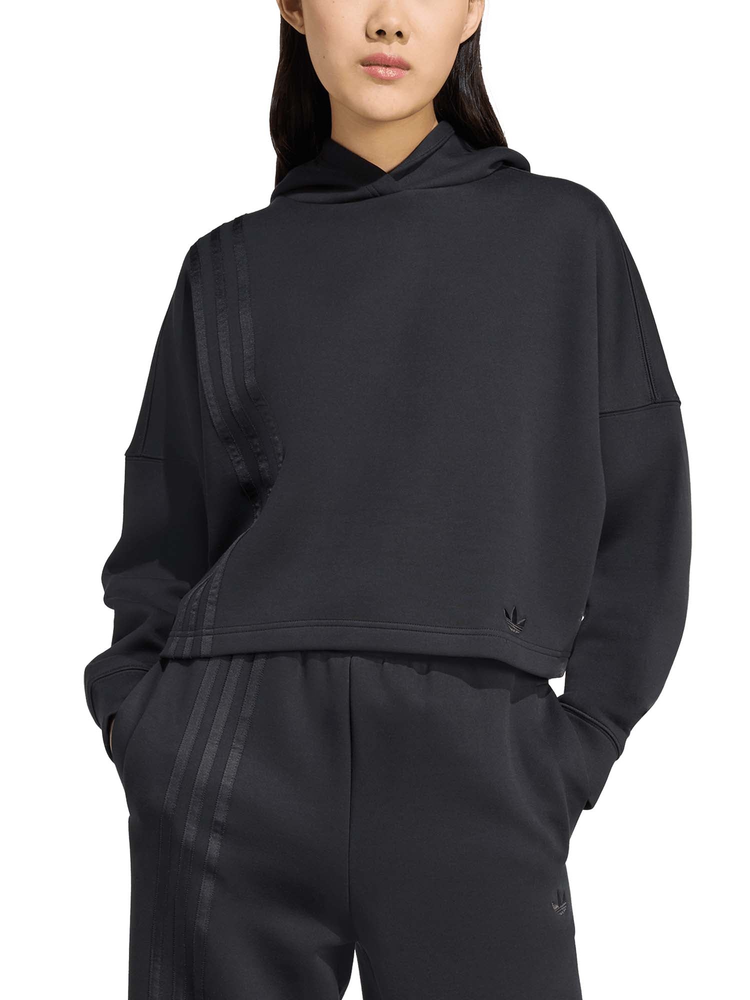 Adidas Felpa con cappuccio a 3 strisce Nero