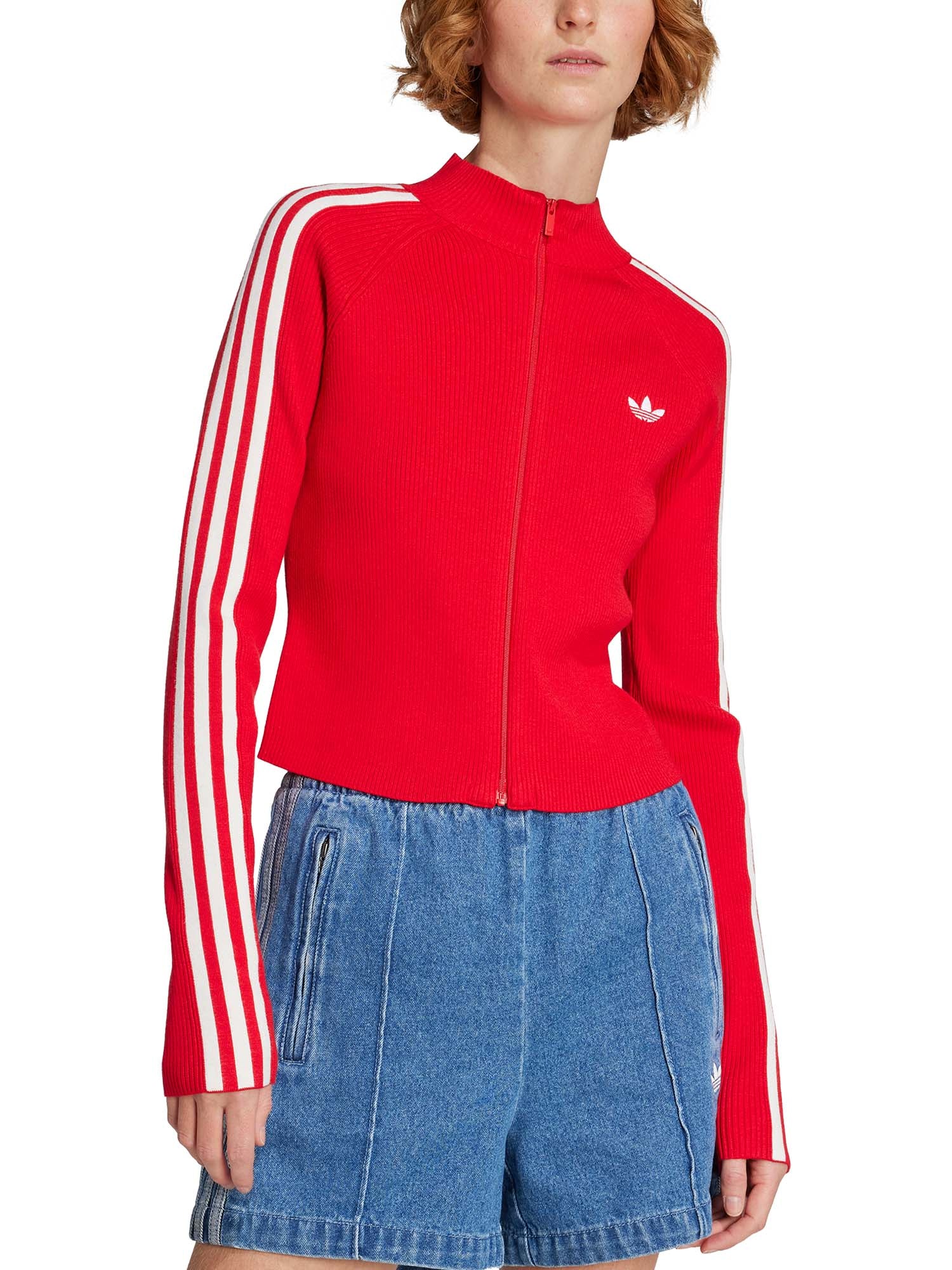 Adidas Giacca da allenamento adicolor 3-Stripes Slim Knit Rosso