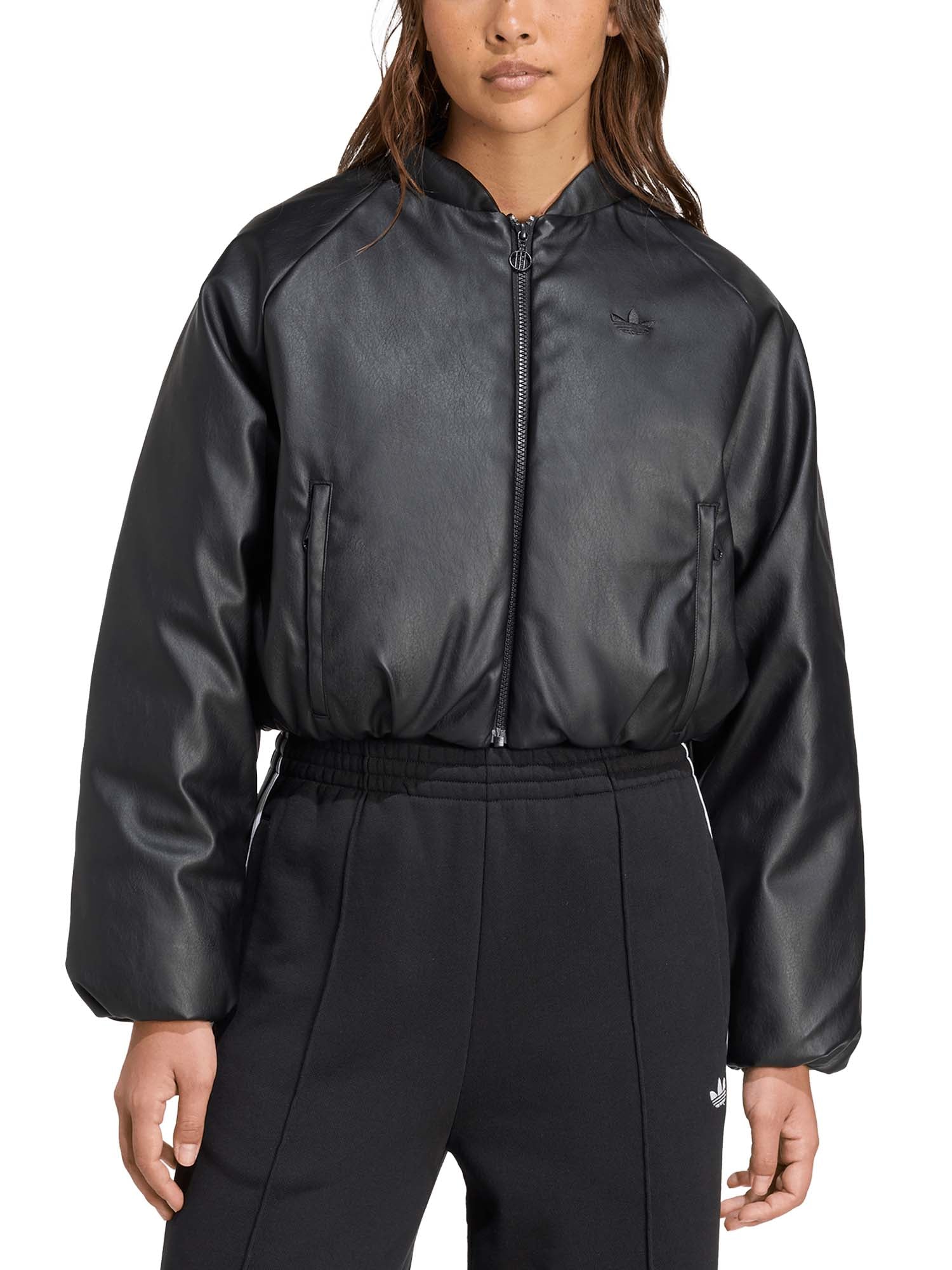 Adidas Bomber in pelle sintetica con piumino sintetico Nero