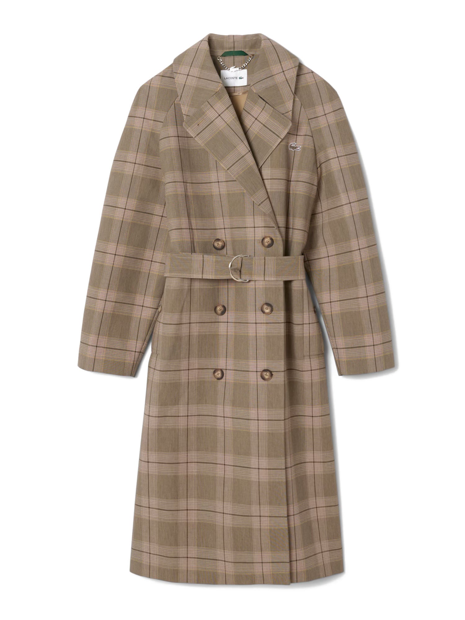 Lacoste Cappotto Avvolgente a Quadri Idrorepellente Donna Multicolore