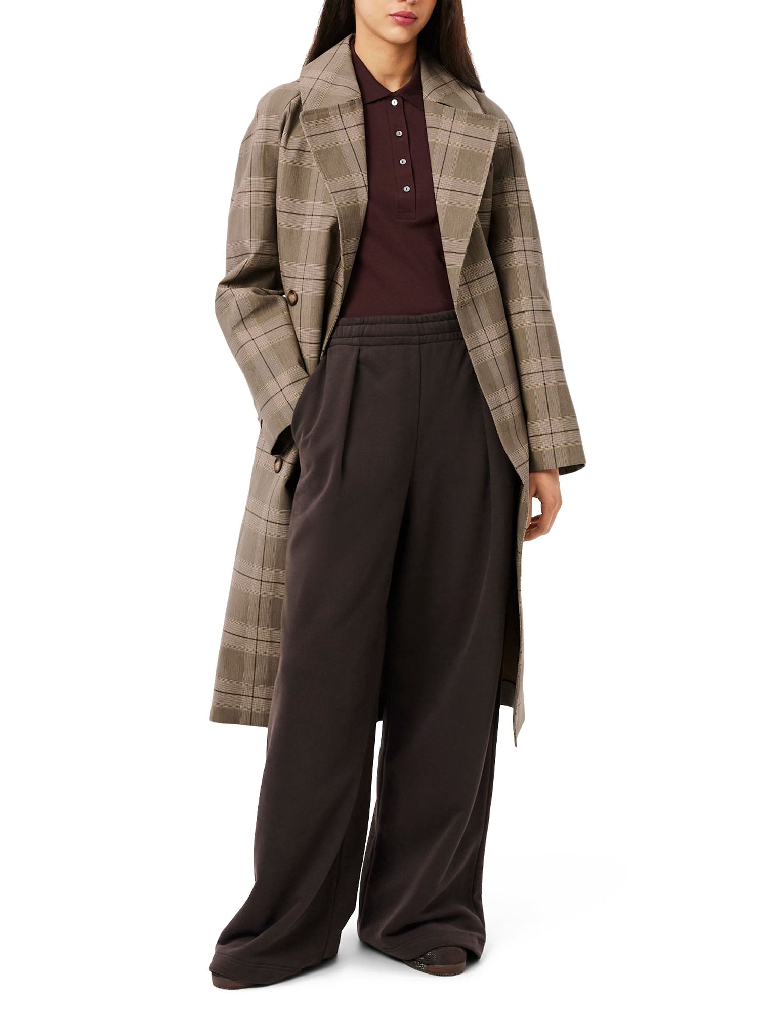 Lacoste Cappotto Avvolgente a Quadri Idrorepellente Donna Multicolore