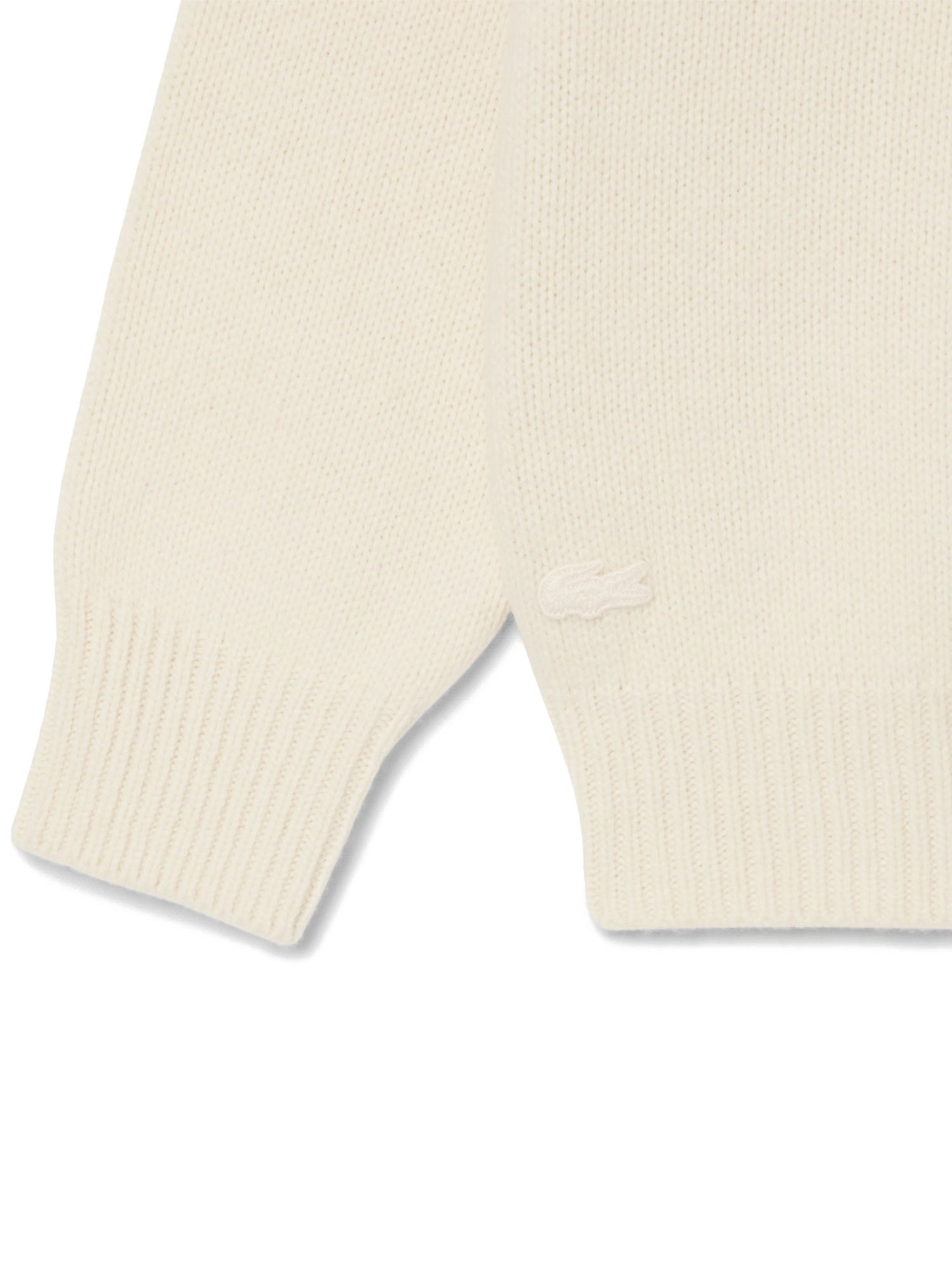 Lacoste Maglione in Lana Cardata Donna Bianco