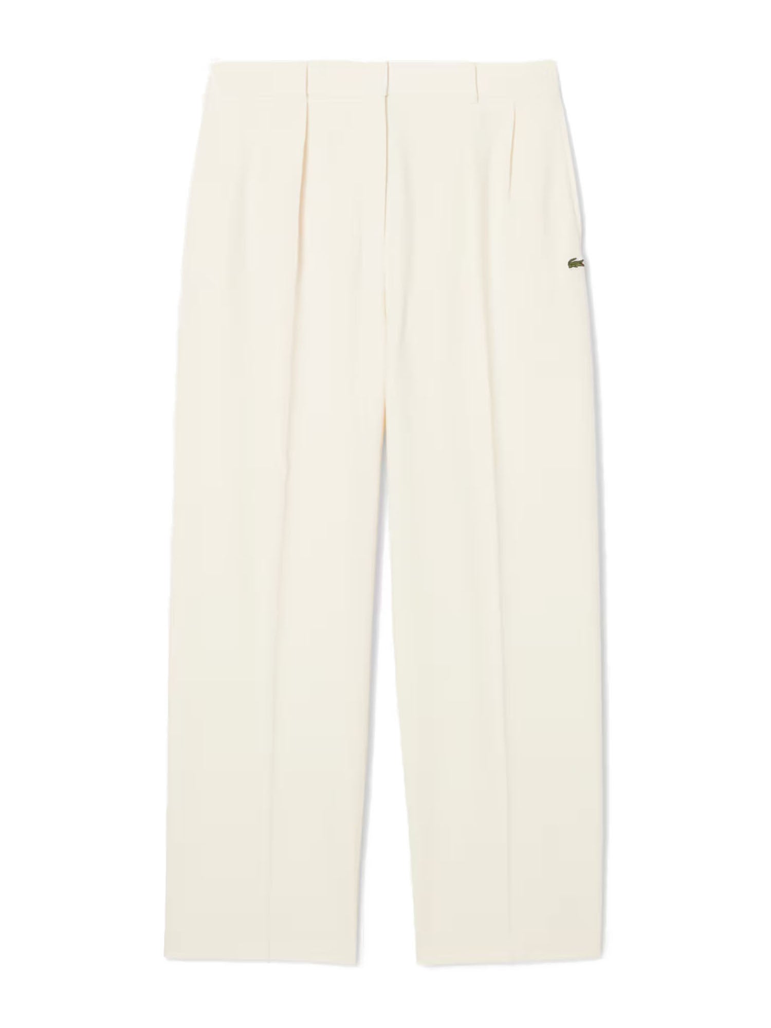 Lacoste Pantaloni Oversize in Flanella Donna Bianco