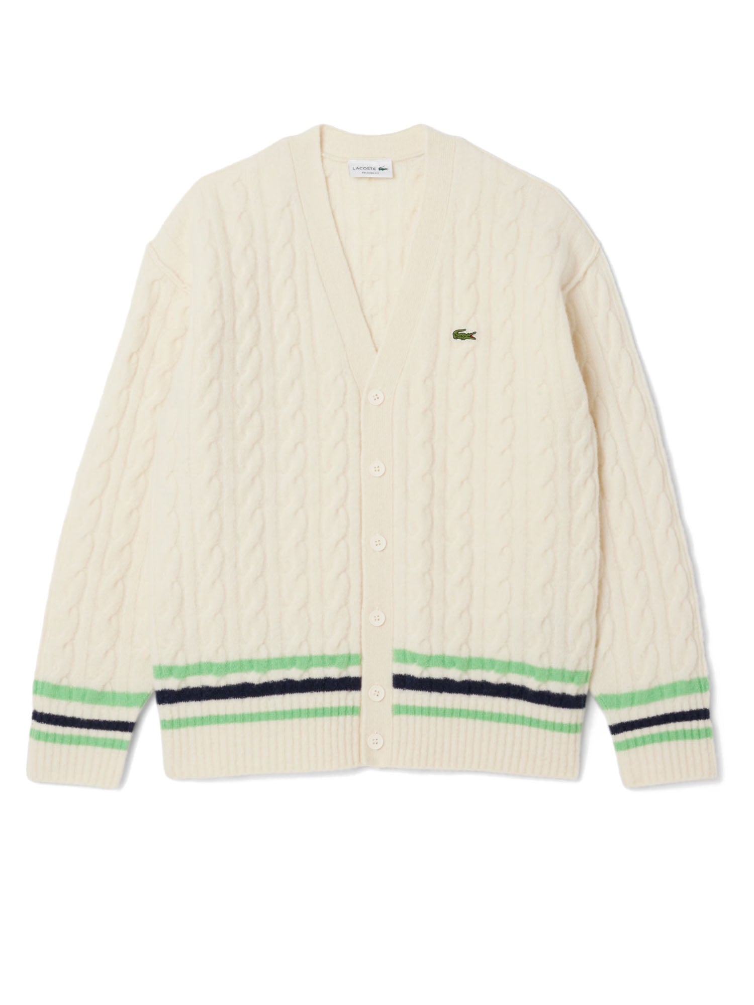 Lacoste Cardigan in Lana a Trecce Uomo Rosso