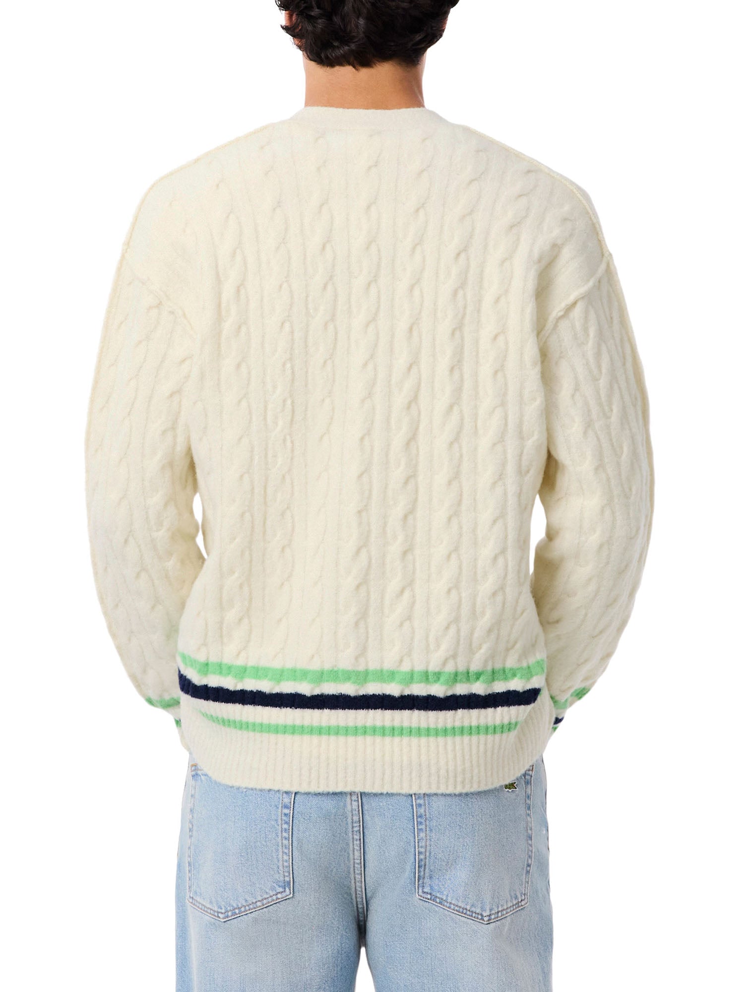 Lacoste Cardigan in Lana a Trecce Uomo Rosso