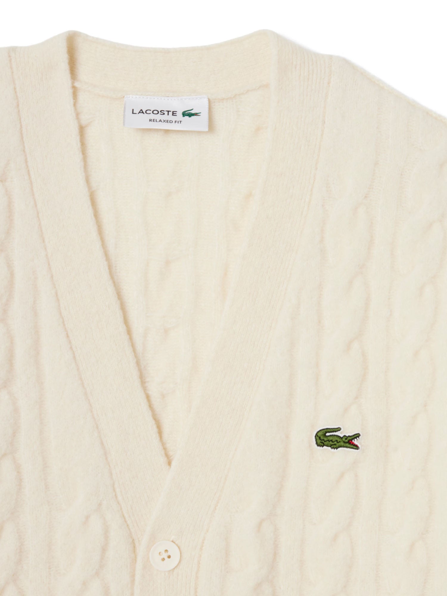 Lacoste Cardigan in Lana a Trecce Uomo Rosso