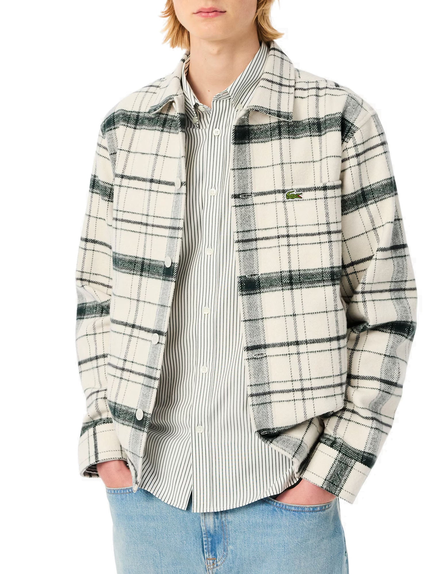 Lacoste Overshirt Cotone Motivo Scozzese Uomo Multicolore