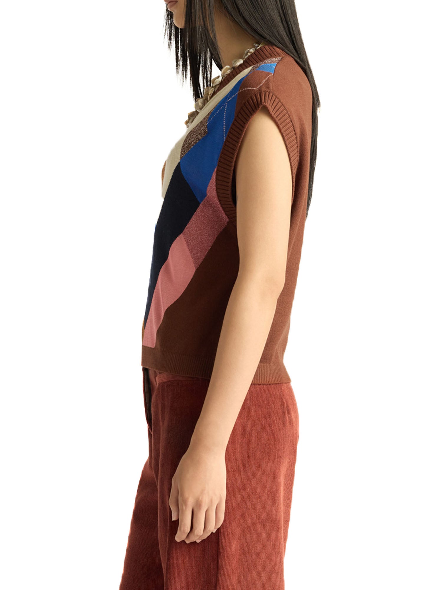 Momonì Hollihock Gilet Donna Marrone