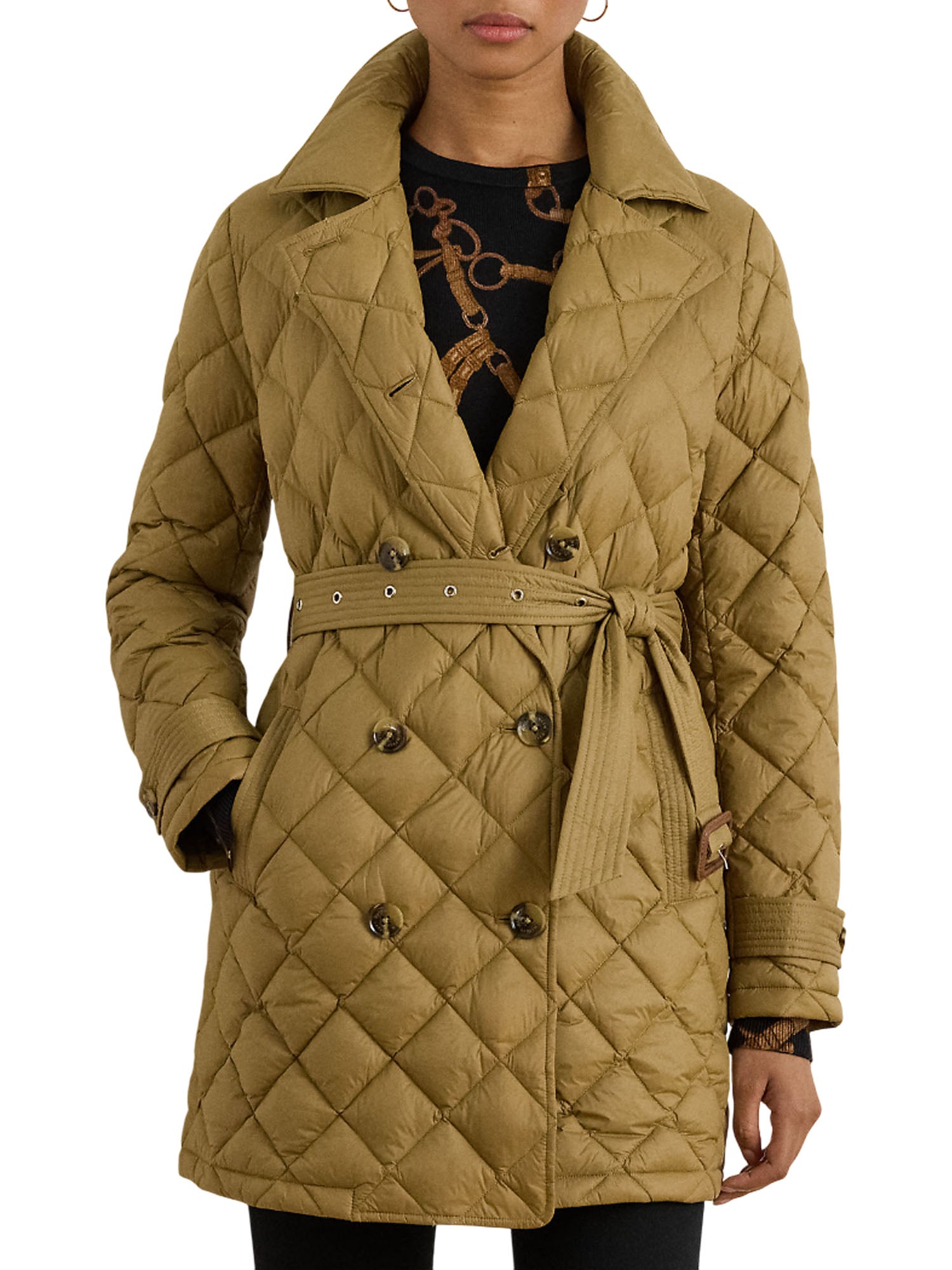 Lauren Ralph Lauren Diamond Quilted Trench Coat Beige