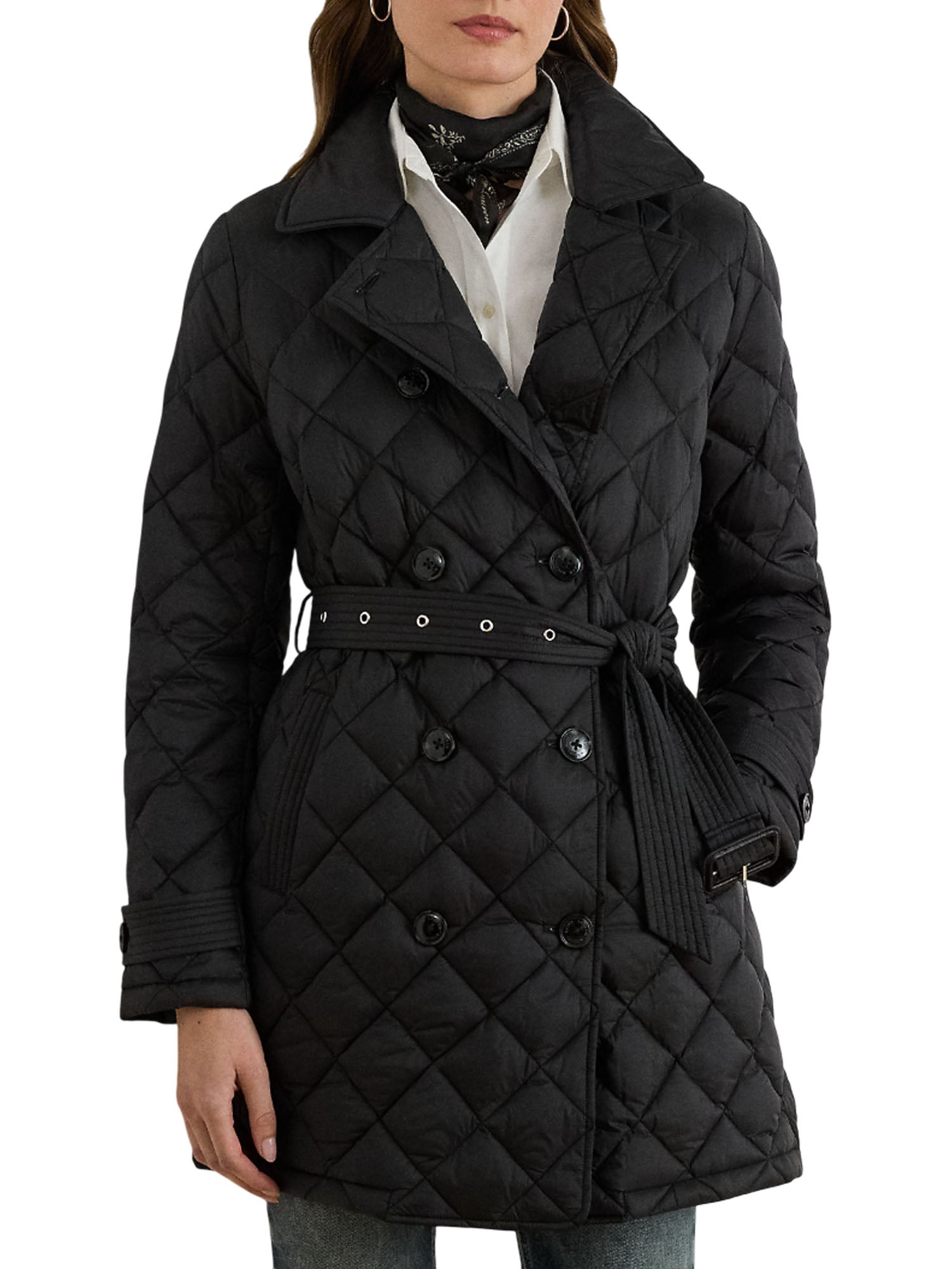 Lauren Ralph Lauren Diamond Quilted Trench Coat Nero