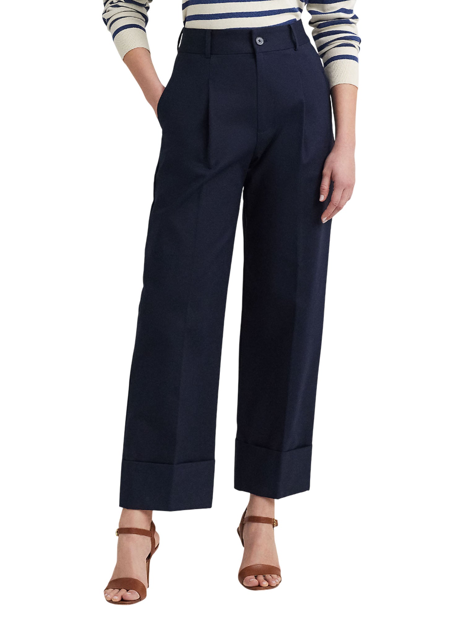 Ralph Lauren Zeeya Ankle Flat Front Pantaloni Blu