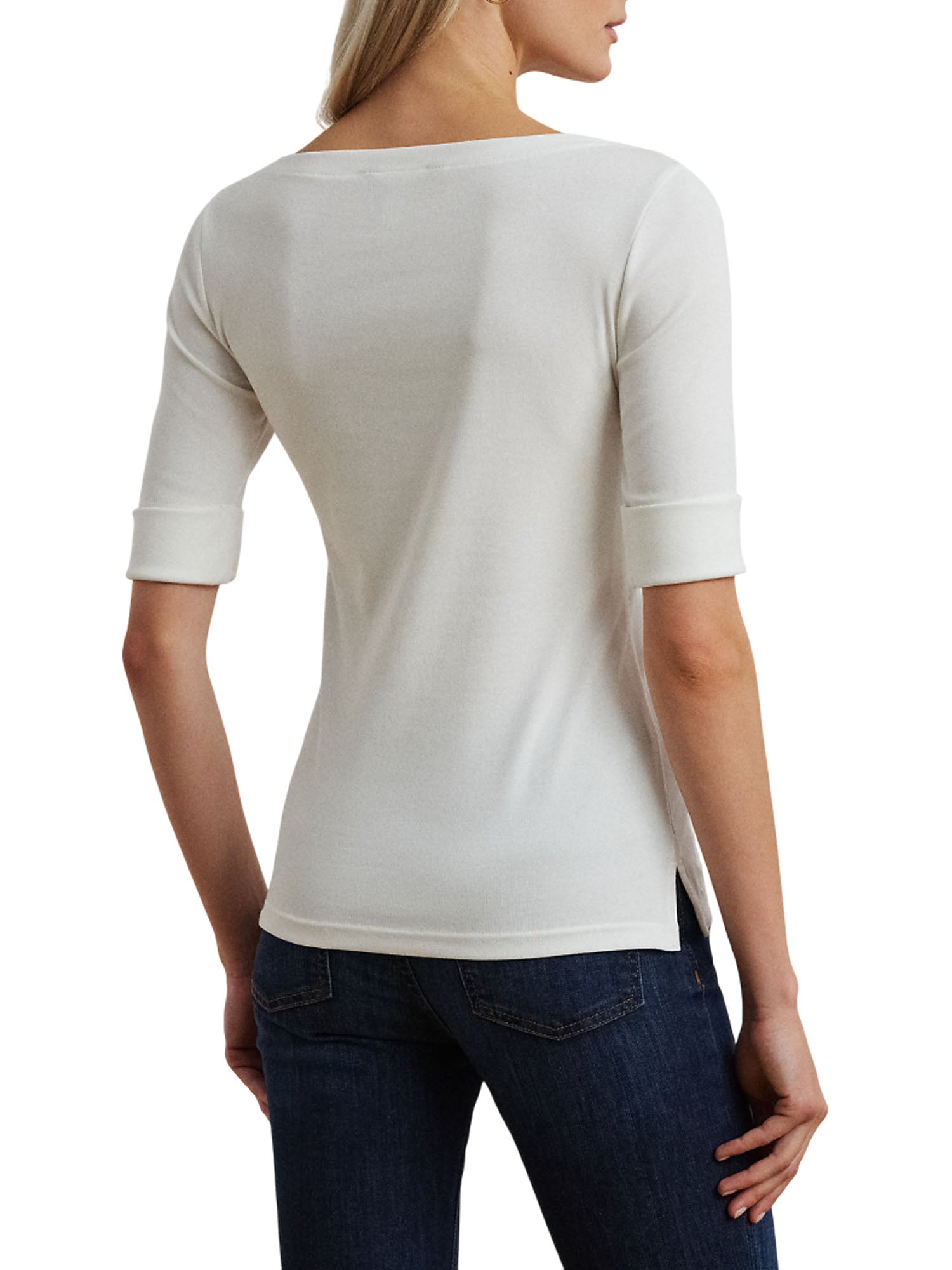 Ralph Lauren Judy Elbow Sleeve T-Shirt Bianco