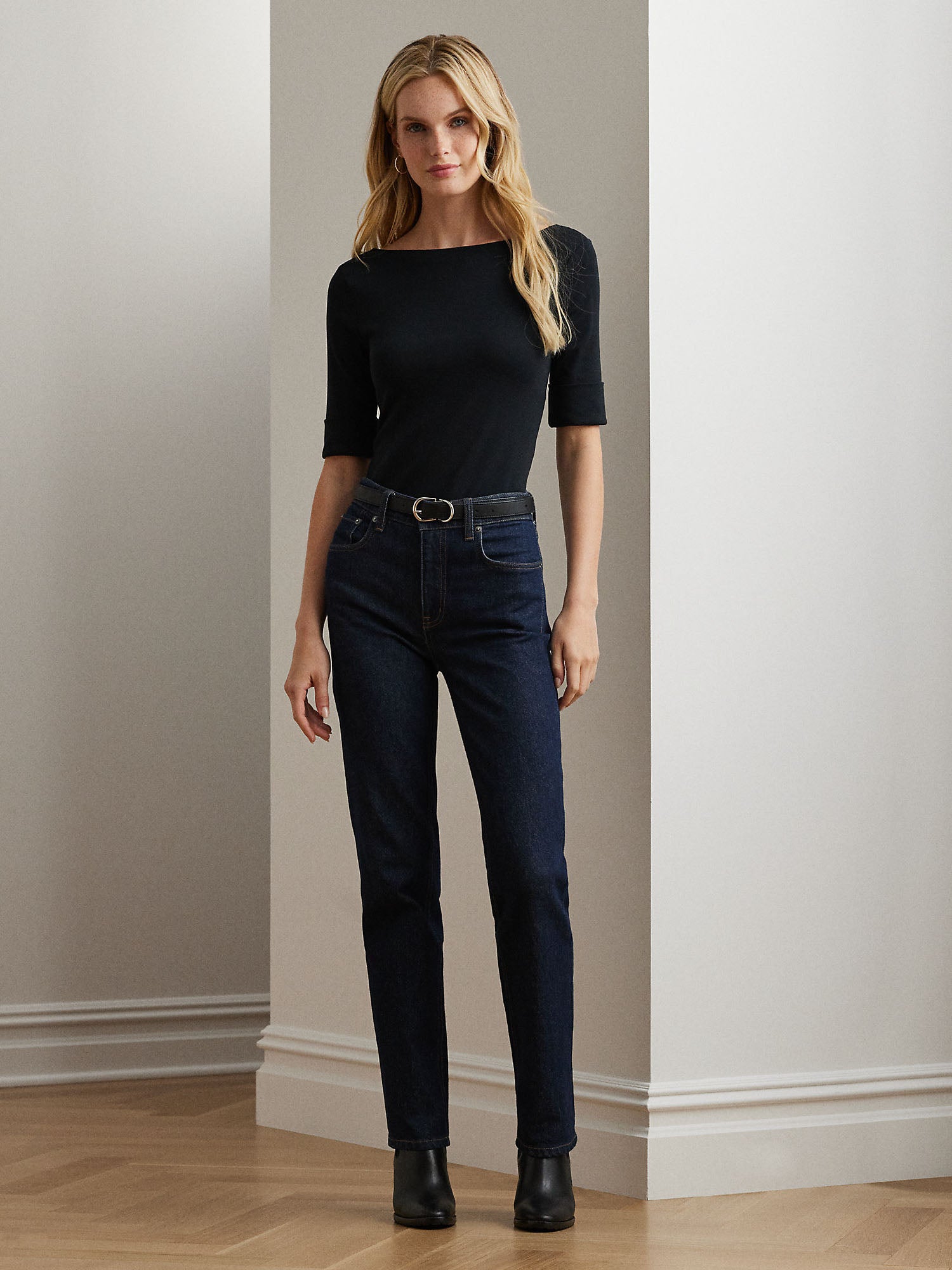 Ralph Lauren Judy Elbow Sleeve T-Shirt Nero