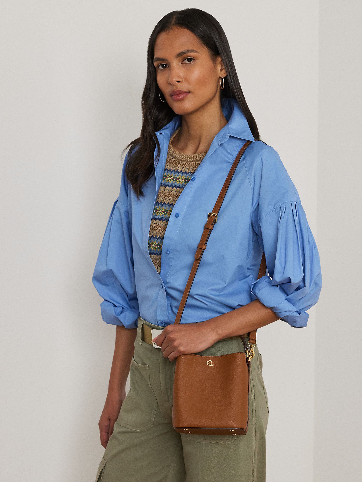 Lauren Ralph Lauren Reese Sm Bkt Bucket Bag Small Marrone