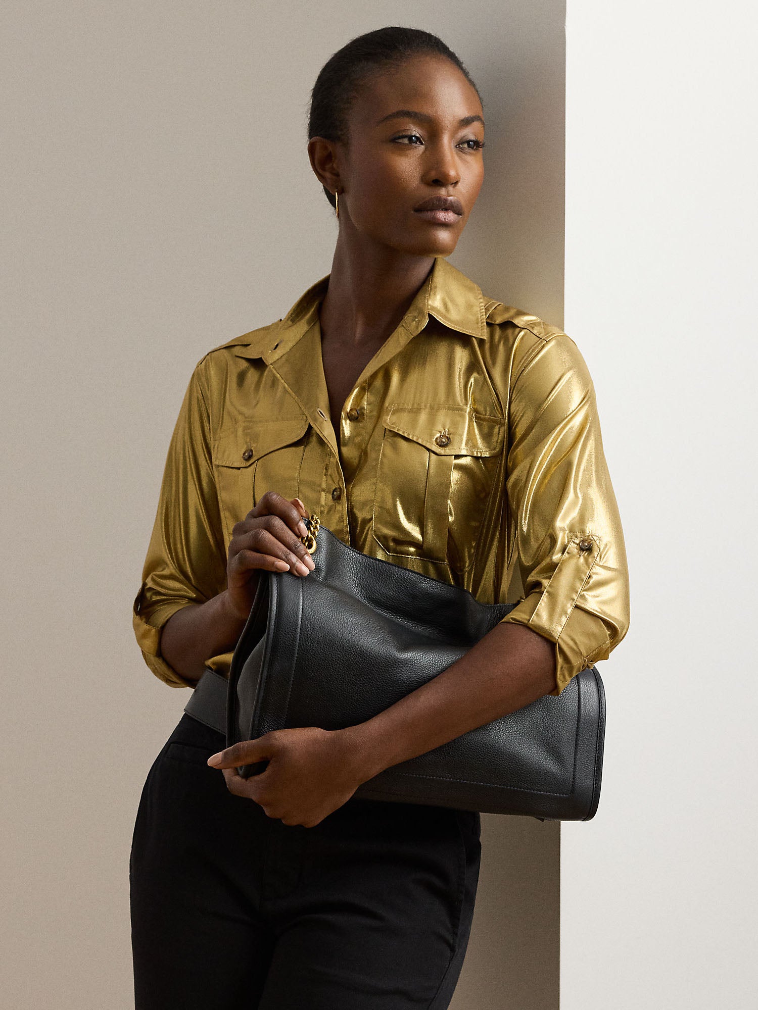 Lauren Ralph Lauren Brdly Shppr Tote Large Nero