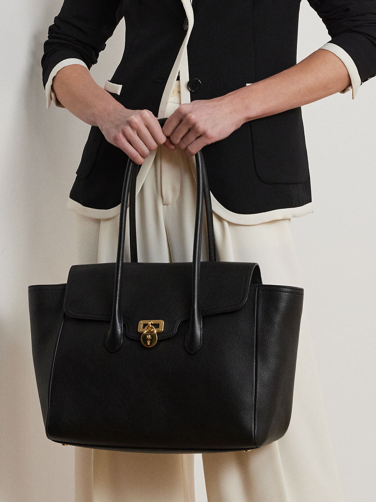 Lauren Ralph Lauren Tnnr Lg Schl Satchel Large Nero