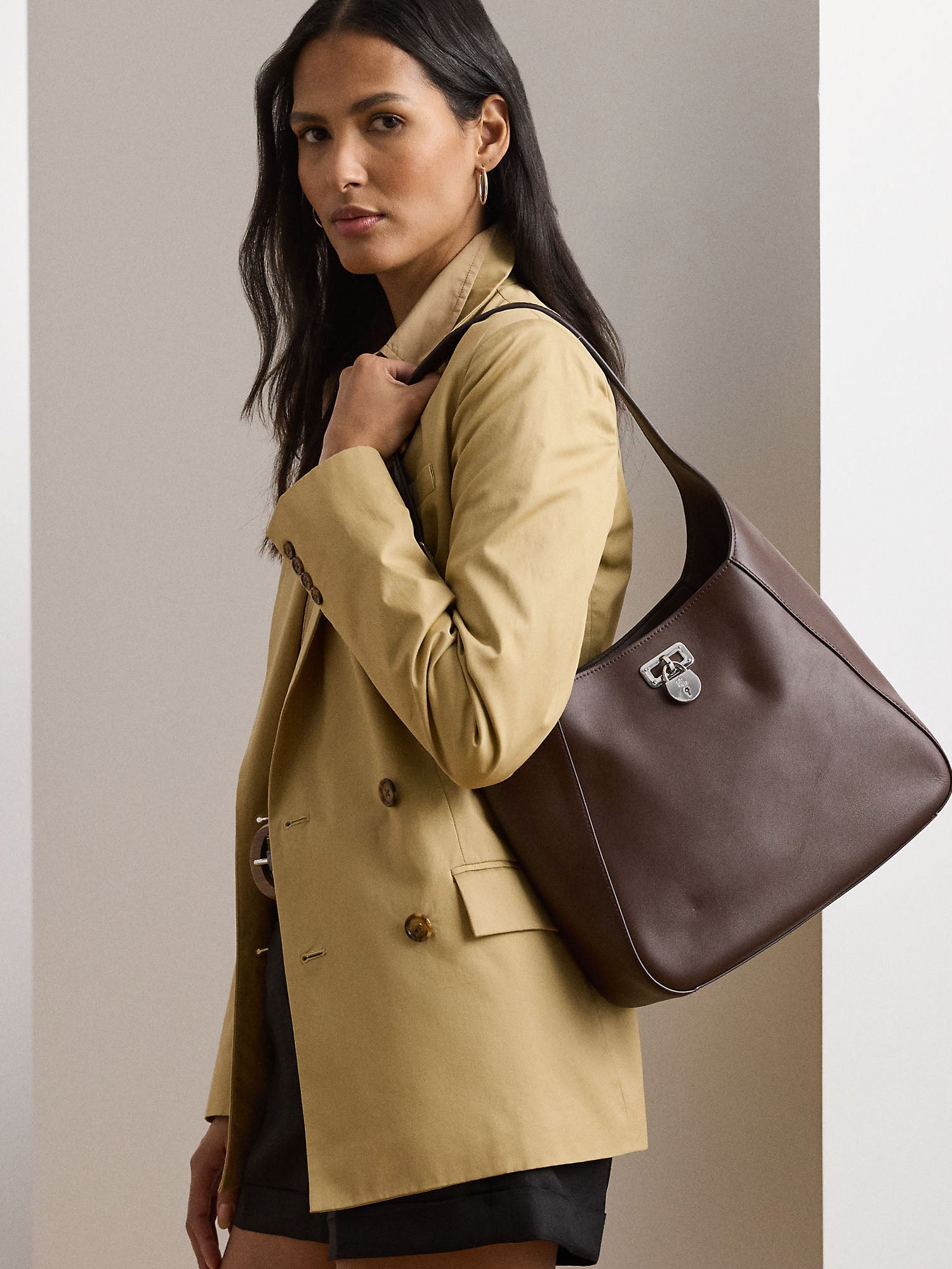 Lauren Ralph Lauren Tanner Lg Sh Shoulder Bag Large Marrone