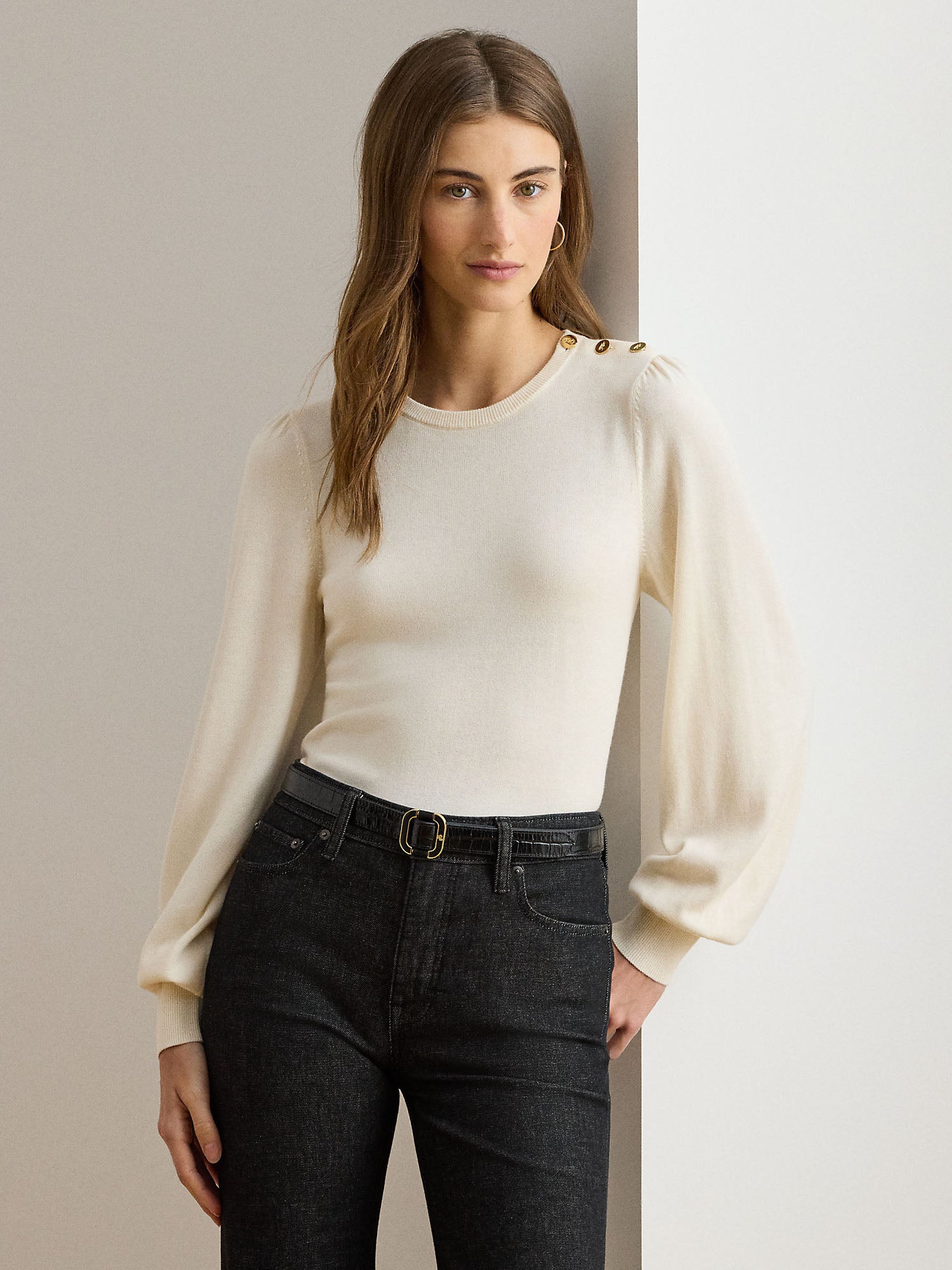 Lauren Ralph Lauren Dontrey Long Sleeve Donna Bianco