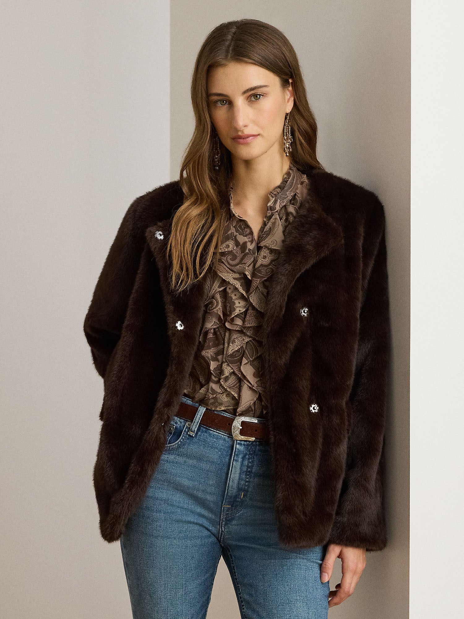 Lauren Ralph Lauren Fx Mink Giacca Donna Marrone